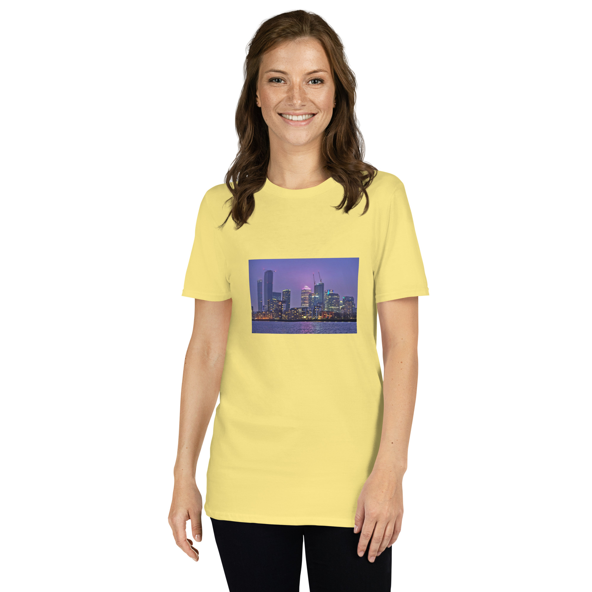 Canary Wharf Nightscape printed on Women's Softstyle T-Shirt - Image 11