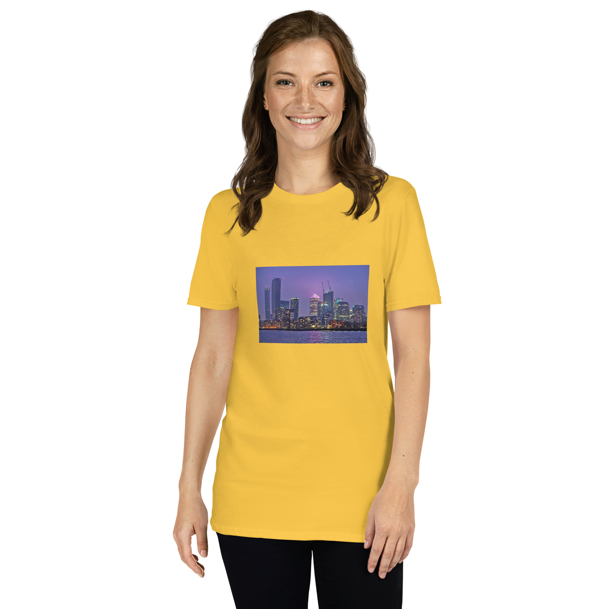 Canary Wharf Nightscape printed on Women's Softstyle T-Shirt - Image 9