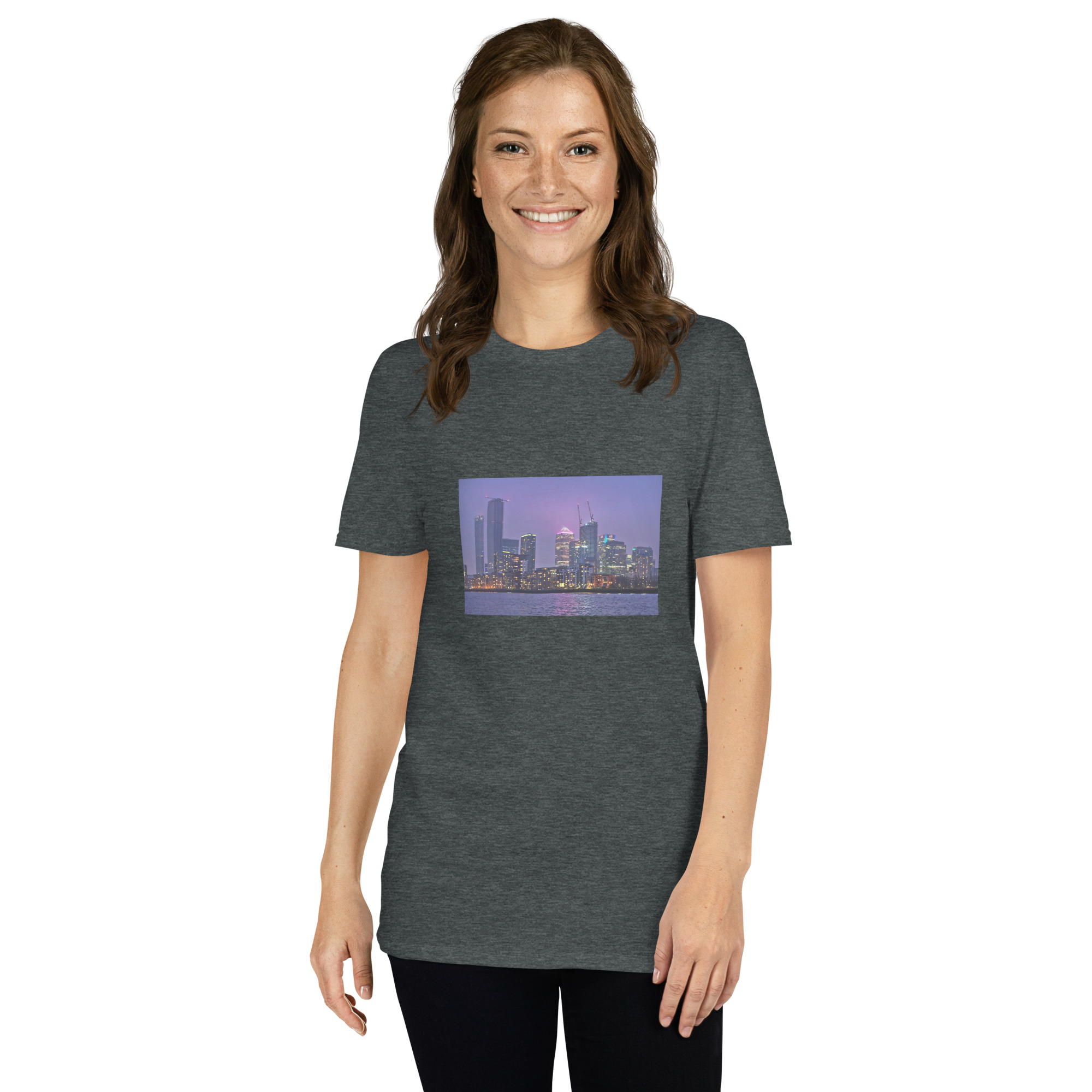 Canary Wharf Nightscape printed on Women's Softstyle T-Shirt - Image 3