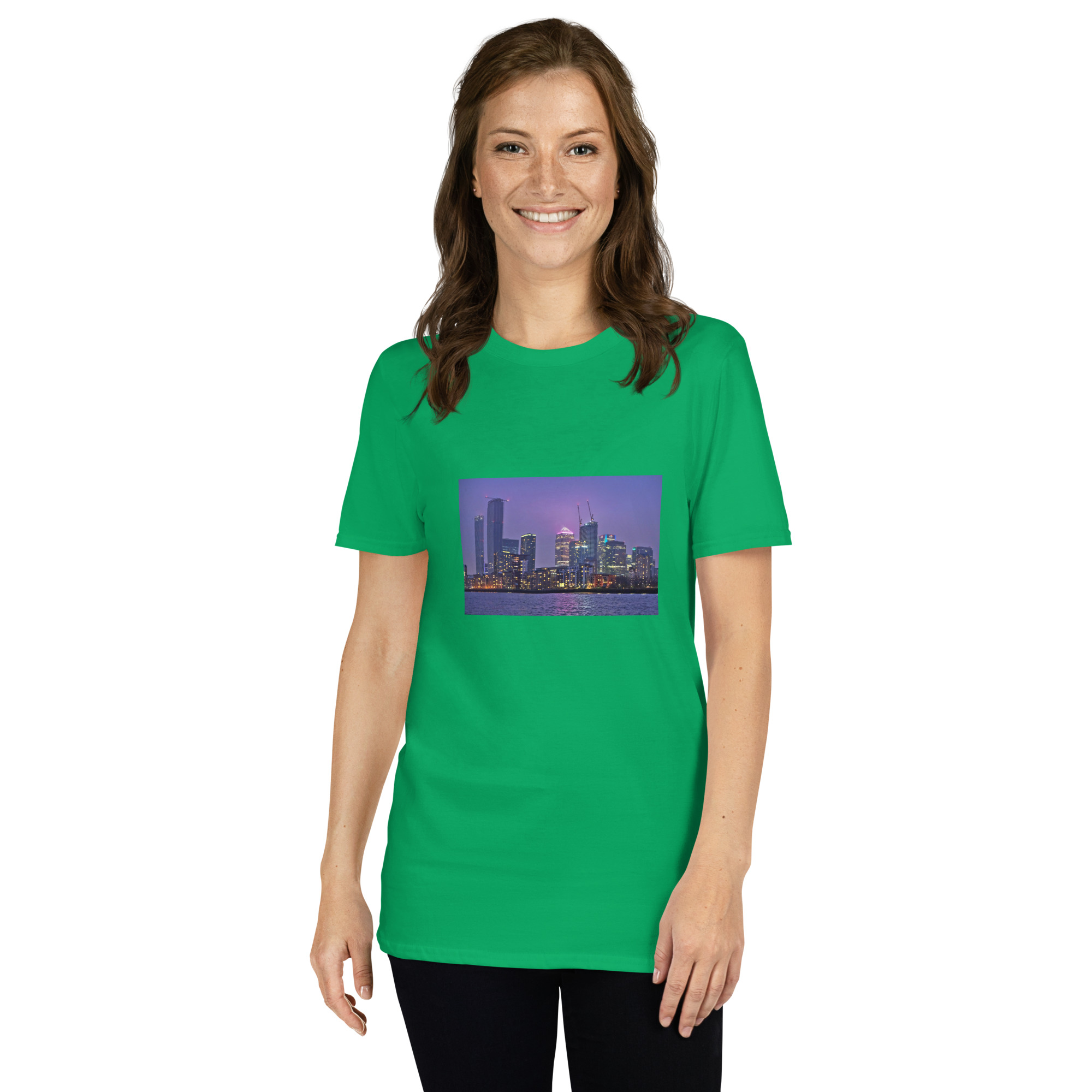 Canary Wharf Nightscape printed on Women's Softstyle T-Shirt - Image 7