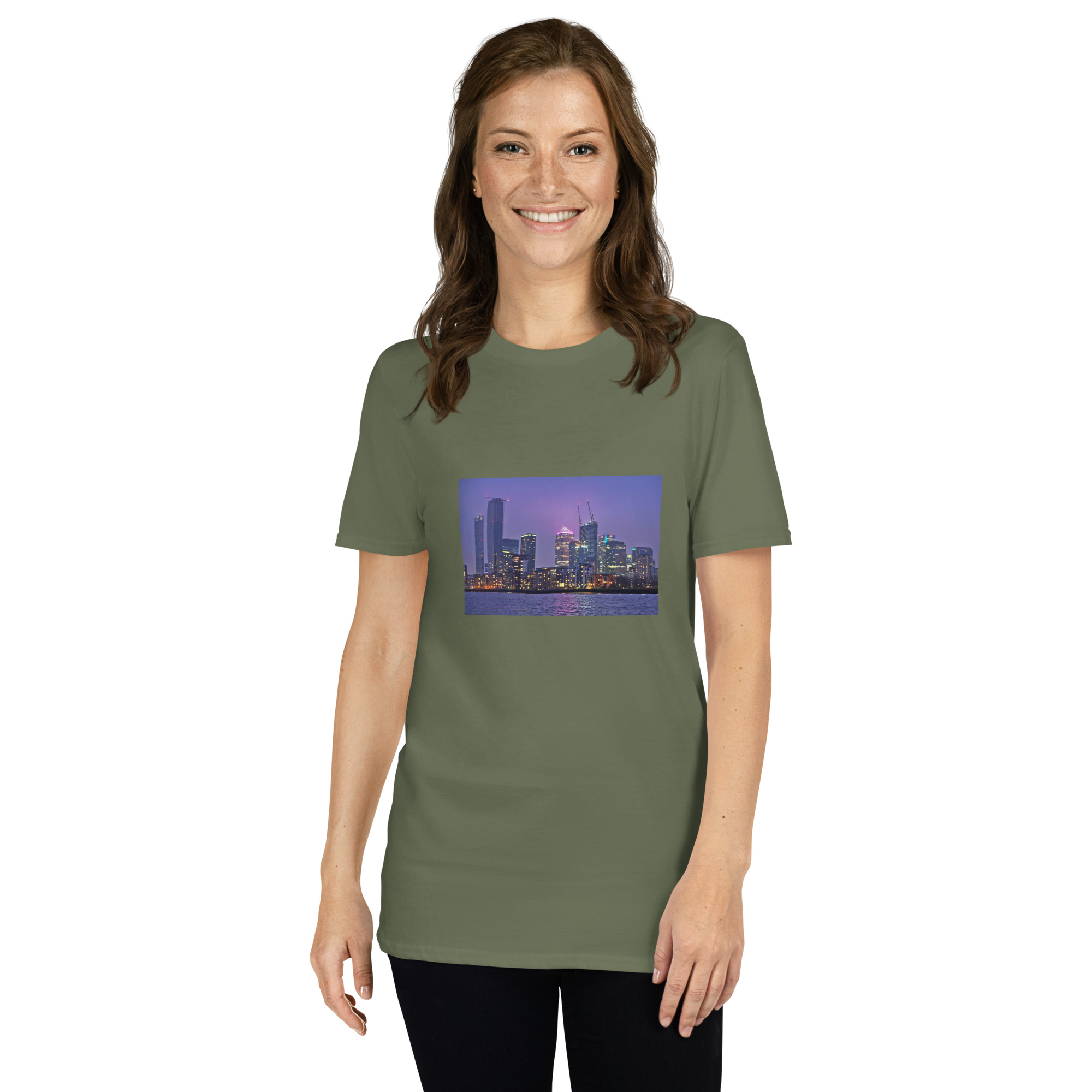 Canary Wharf Nightscape printed on Women's Softstyle T-Shirt - Image 6