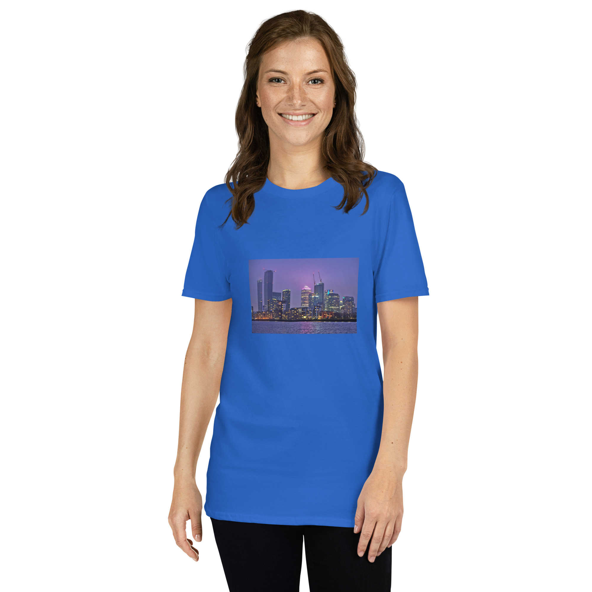 Canary Wharf Nightscape printed on Women's Softstyle T-Shirt - Image 5