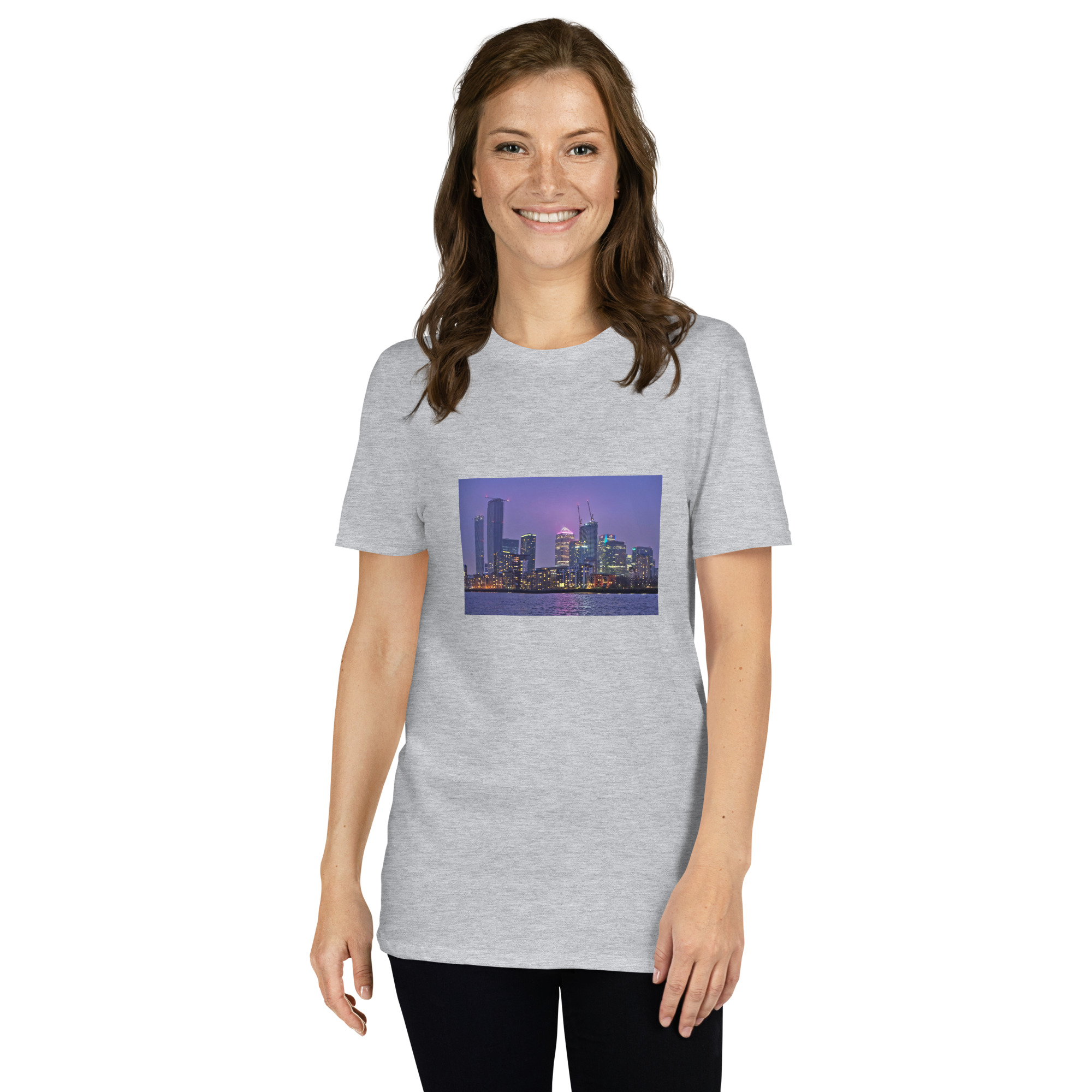 Canary Wharf Nightscape printed on Women's Softstyle T-Shirt - Image 10