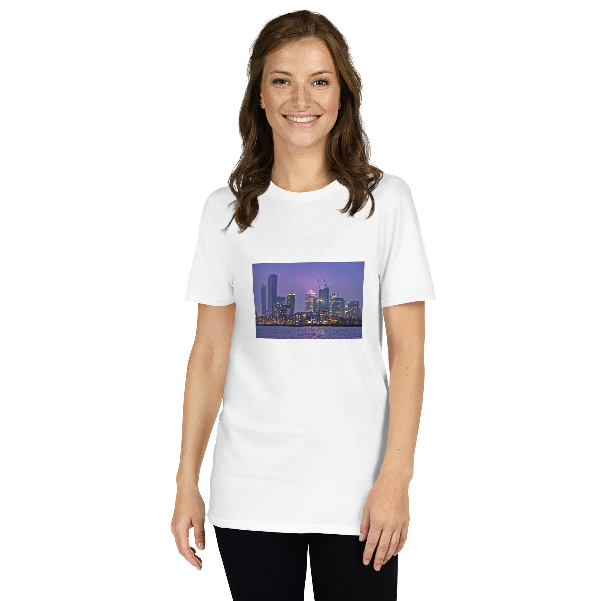 Canary Wharf Nightscape printed on Women's Softstyle T-Shirt - Image 12