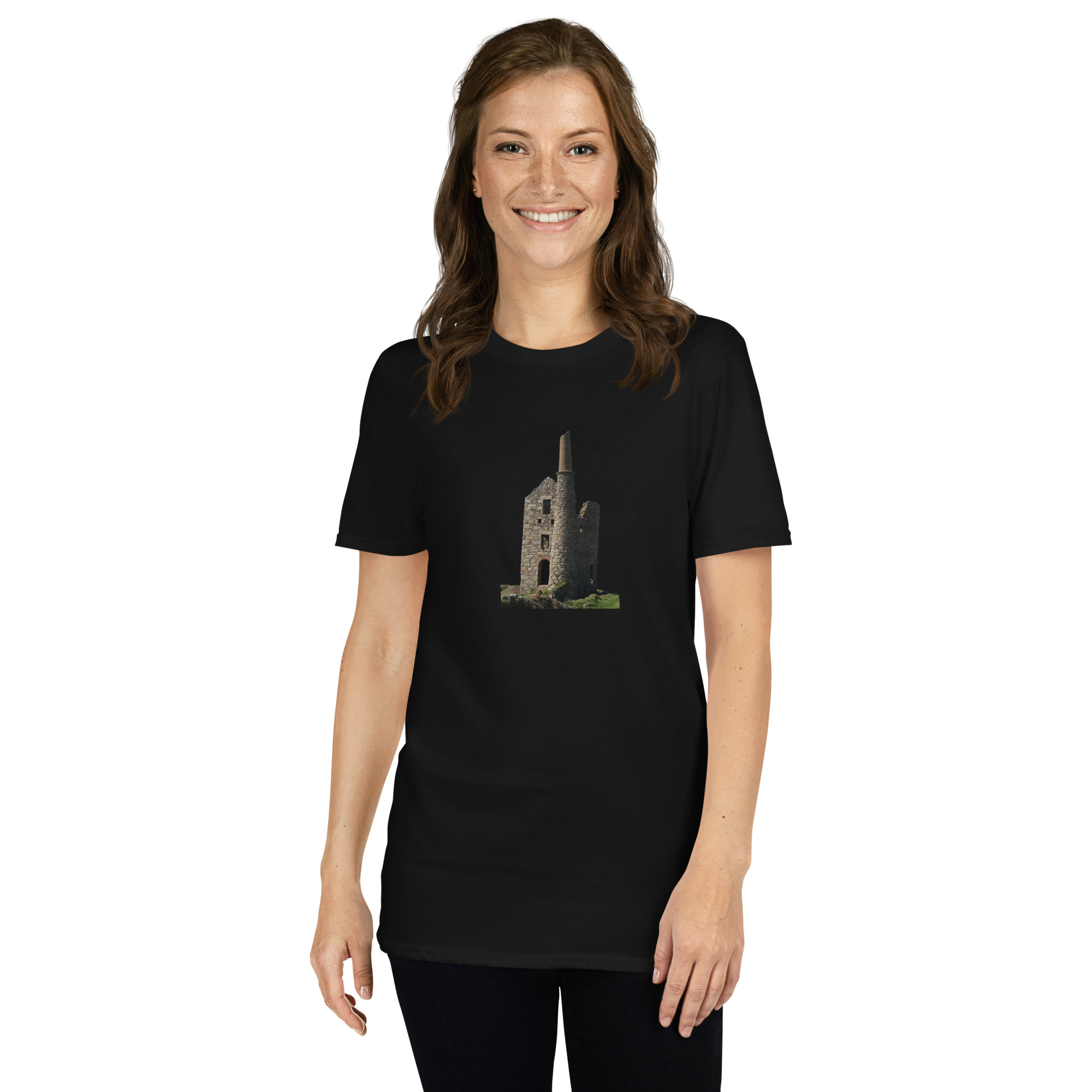 Cornish Engine House as featured in the BBC drama series Poldark printed on Women's Softstyle T-Shirt - Image 2