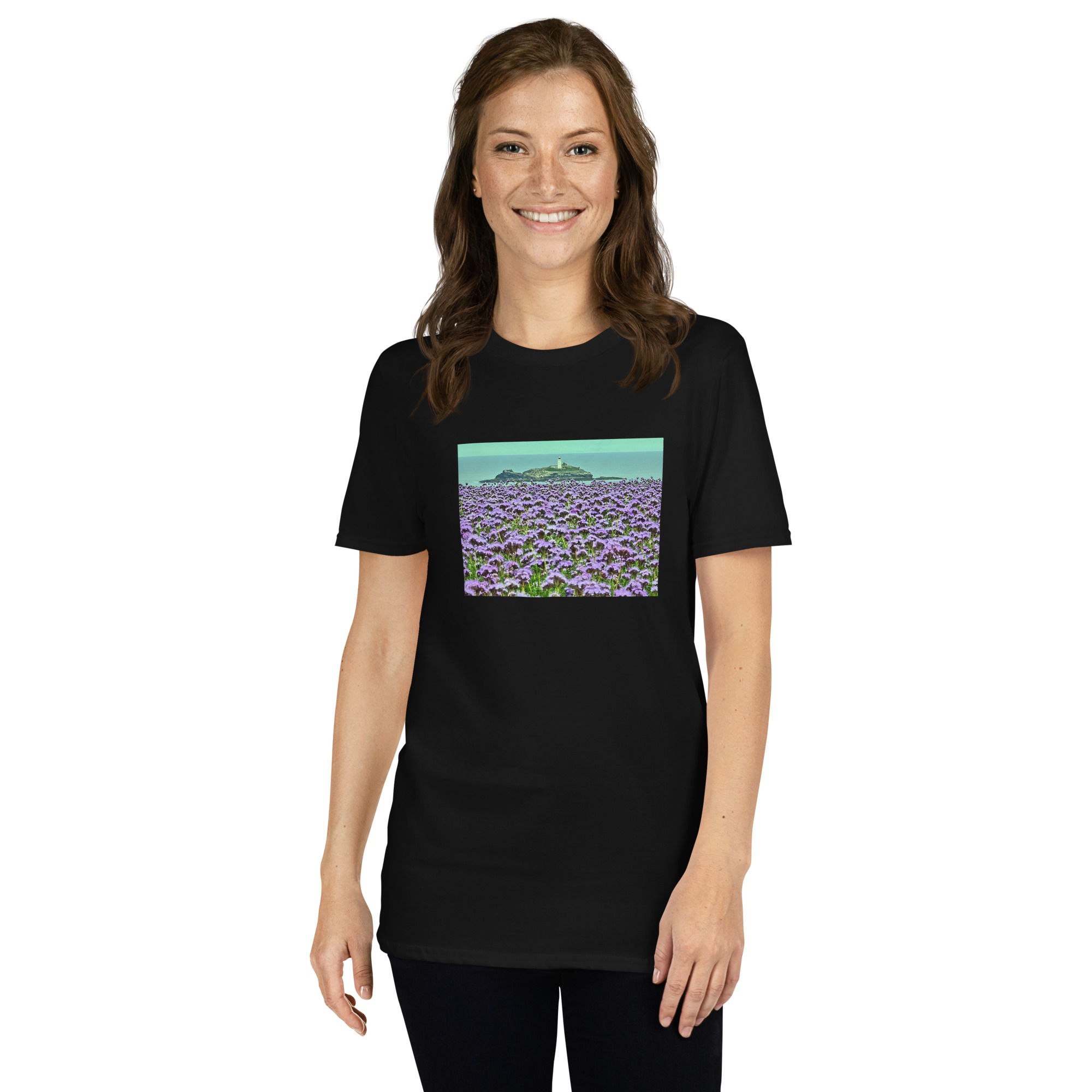 Godrevy Lighthouse printed on Women's Softstyle T-Shirt - Image 2