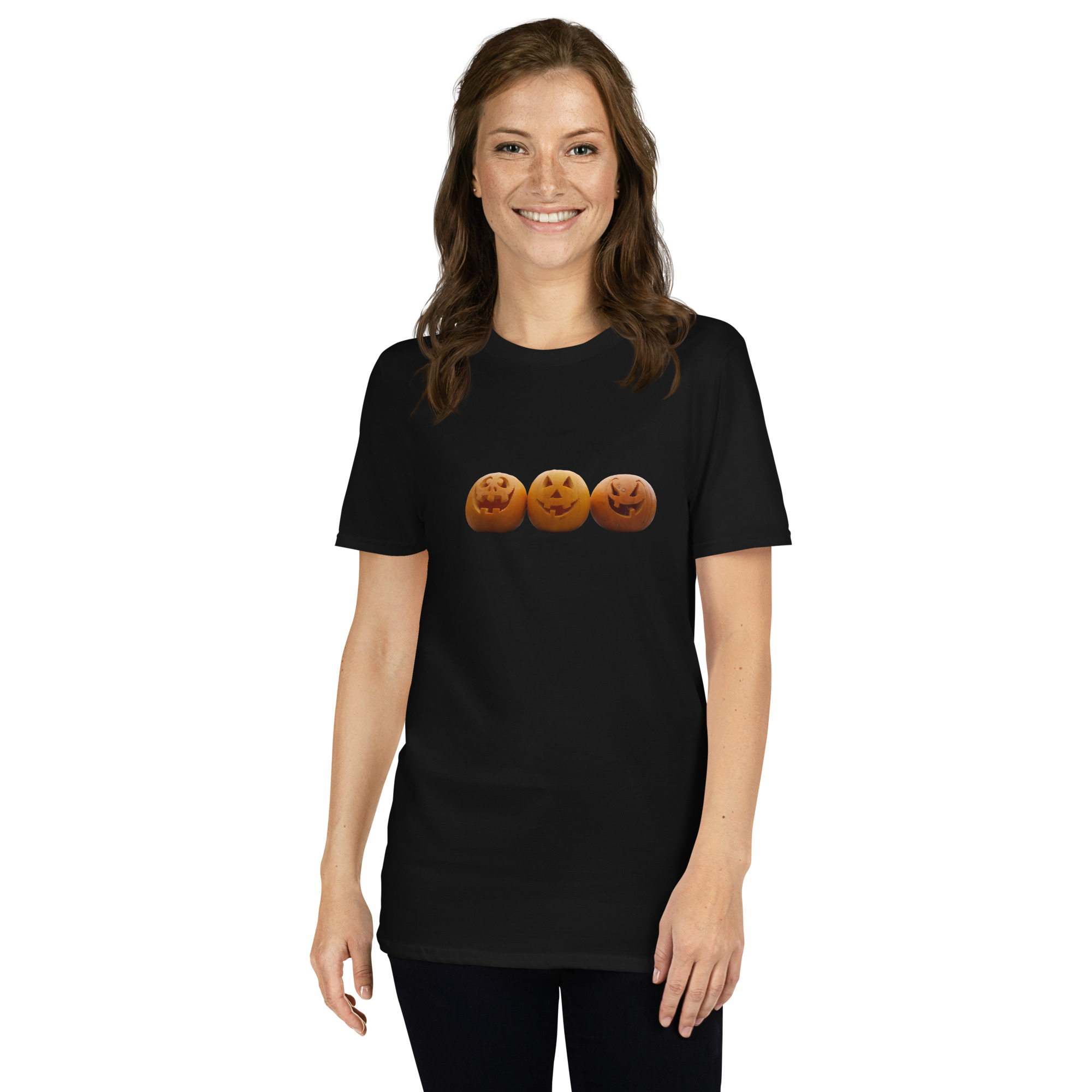 Halloween / Pumpkin / Jack O Lantern picture printed on Women's Softstyle T-Shirt - Image 2
