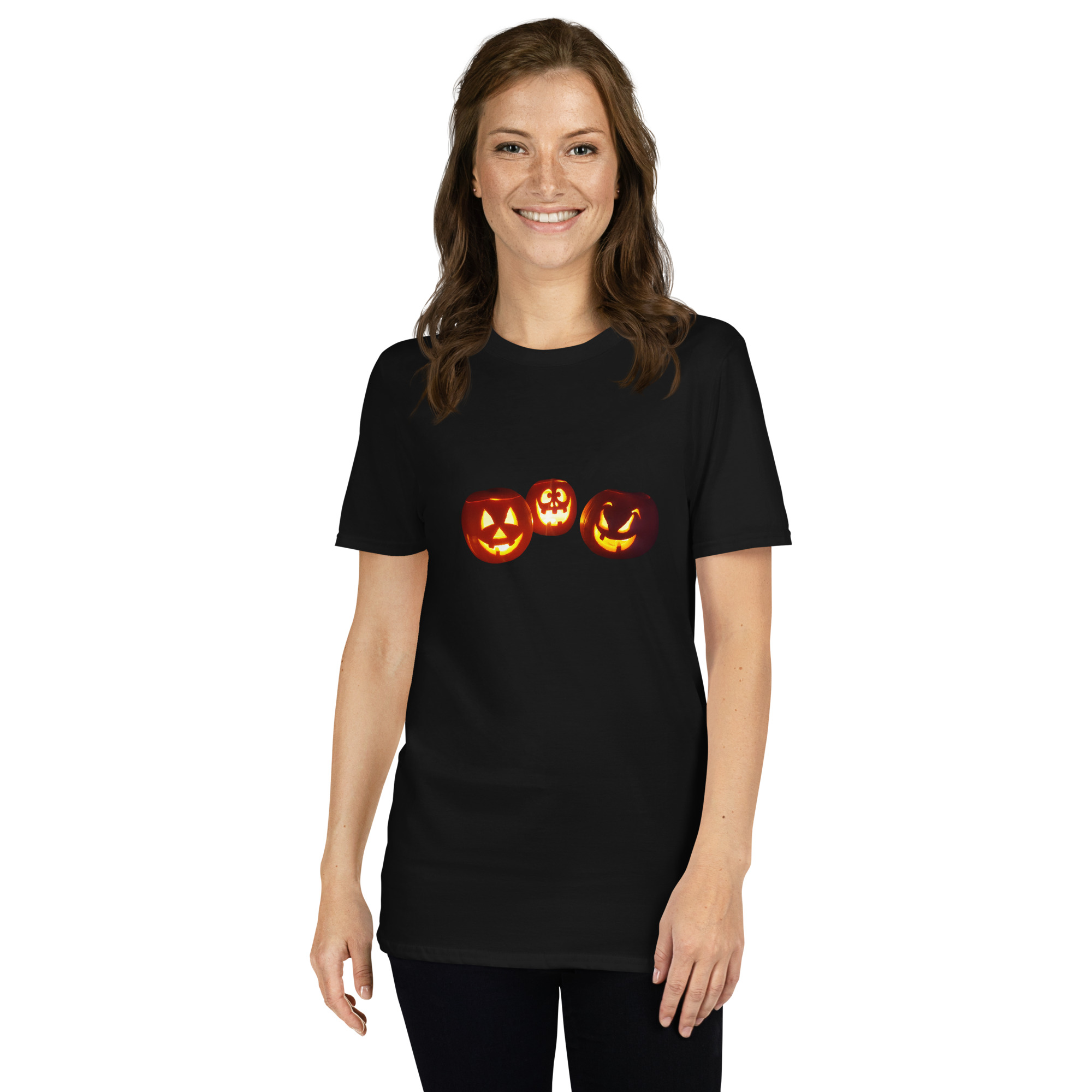 Halloween / Pumpkin / Jack O Lantern picture printed on Women's Softstyle T-Shirt - Image 2