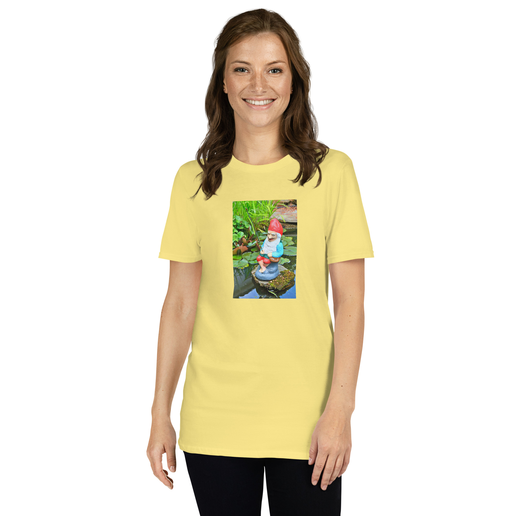 Gnome Fishing printed on Women's Softstyle T-Shirt - Image 11