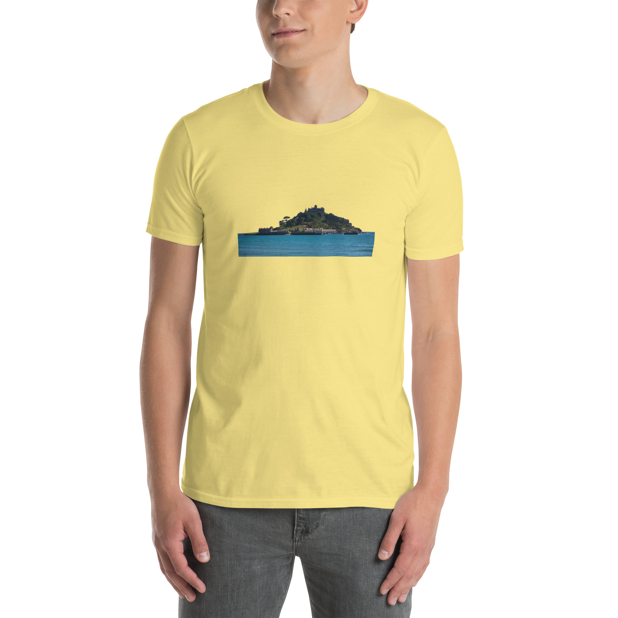 St Michael's Mount, Marazion, Cornwall printed on Unisex Softstyle T-Shirt - Image 11