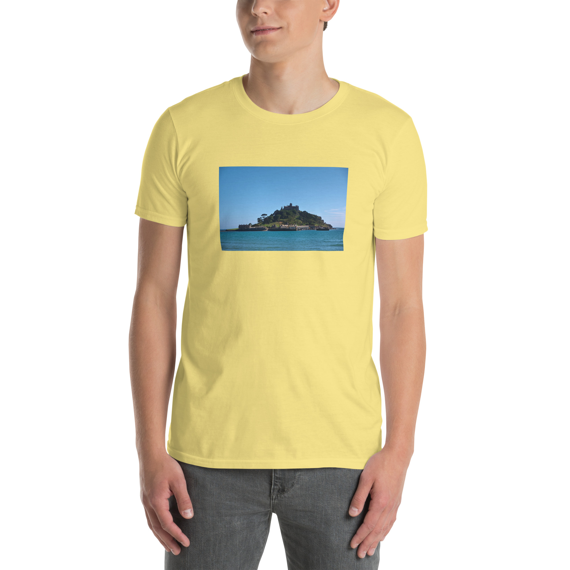 St Michael’s Mount, Marazion, Cornwall printed on Unisex Softstyle T-Shirt - Image 11