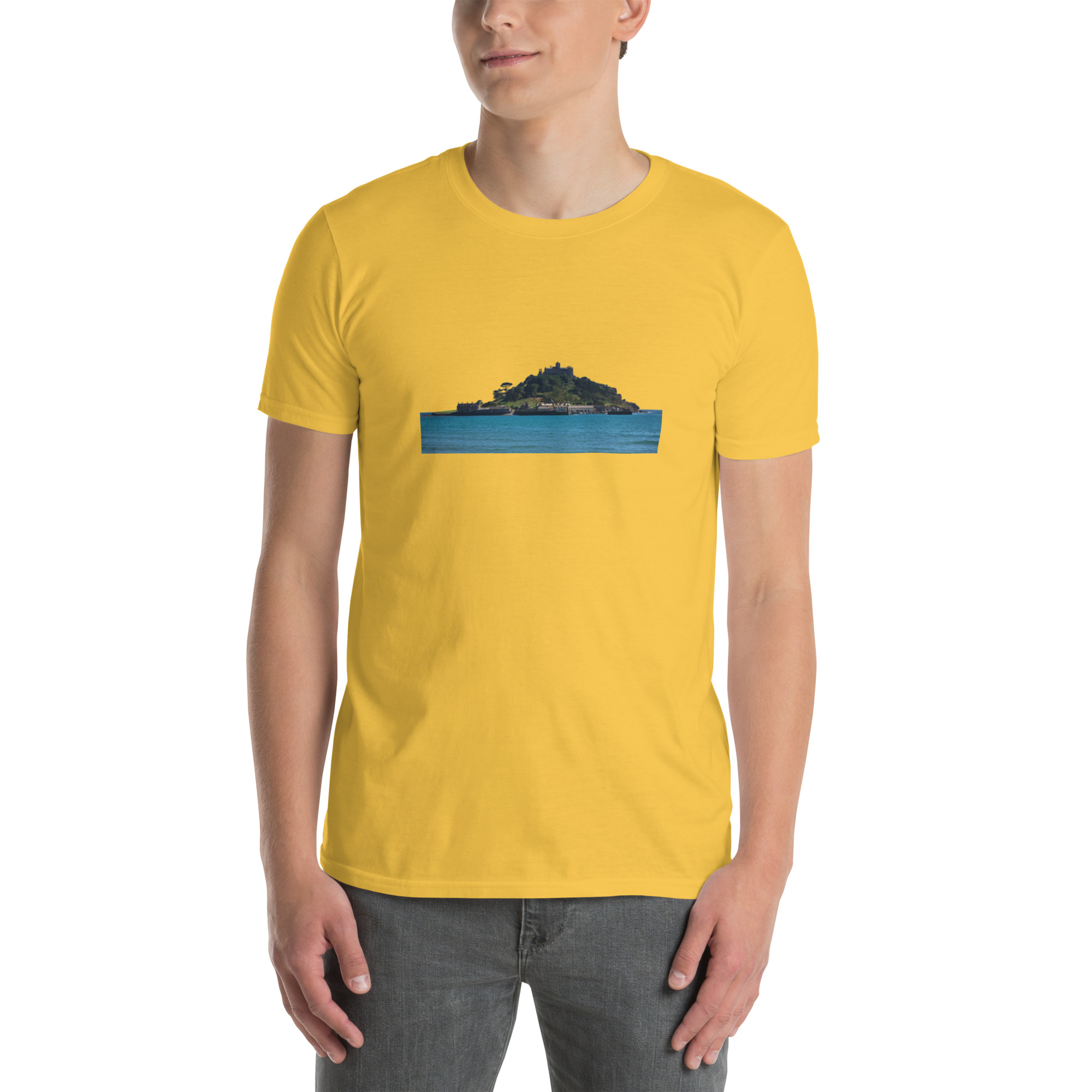 St Michael's Mount, Marazion, Cornwall printed on Unisex Softstyle T-Shirt - Image 9