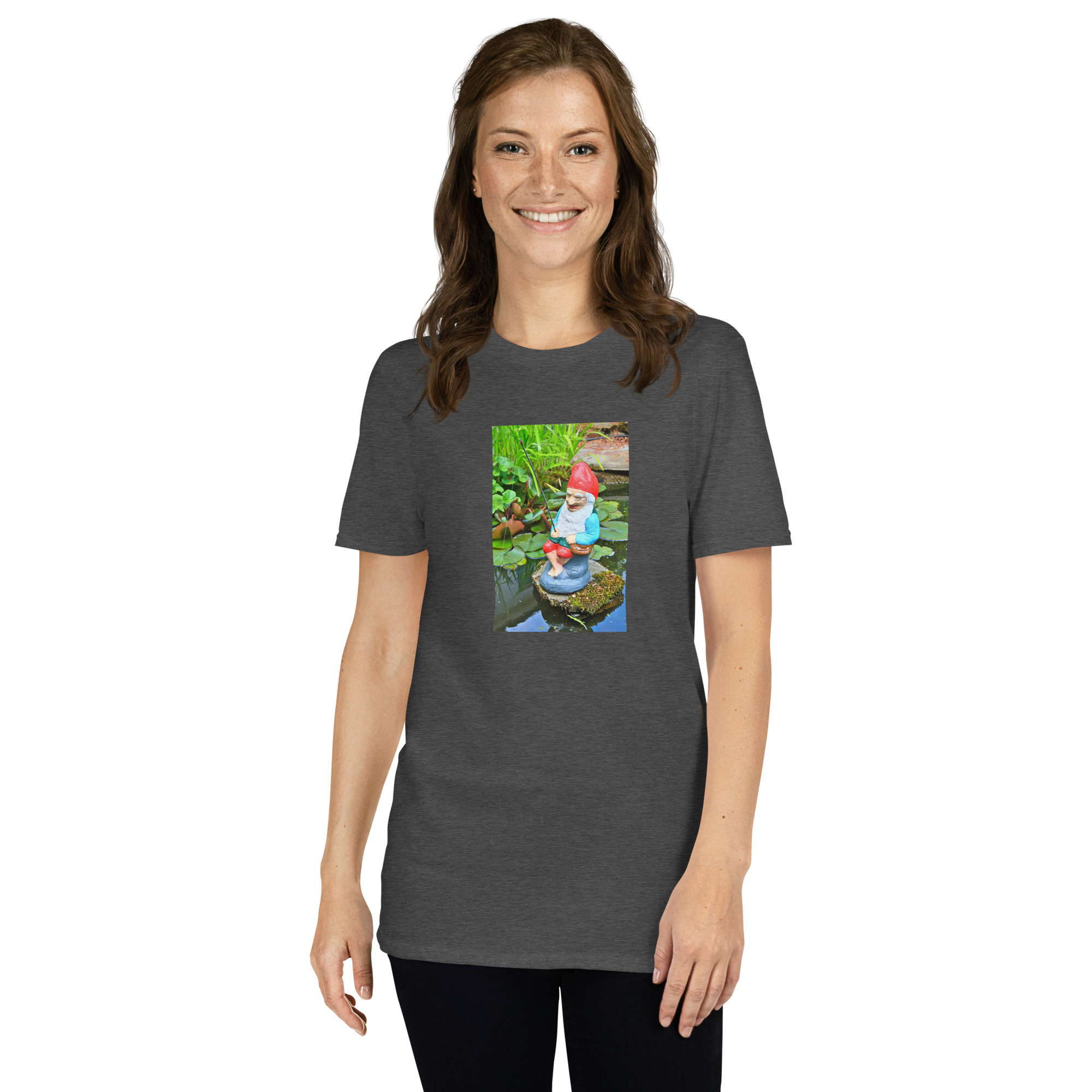 Gnome Fishing printed on Women's Softstyle T-Shirt - Image 5