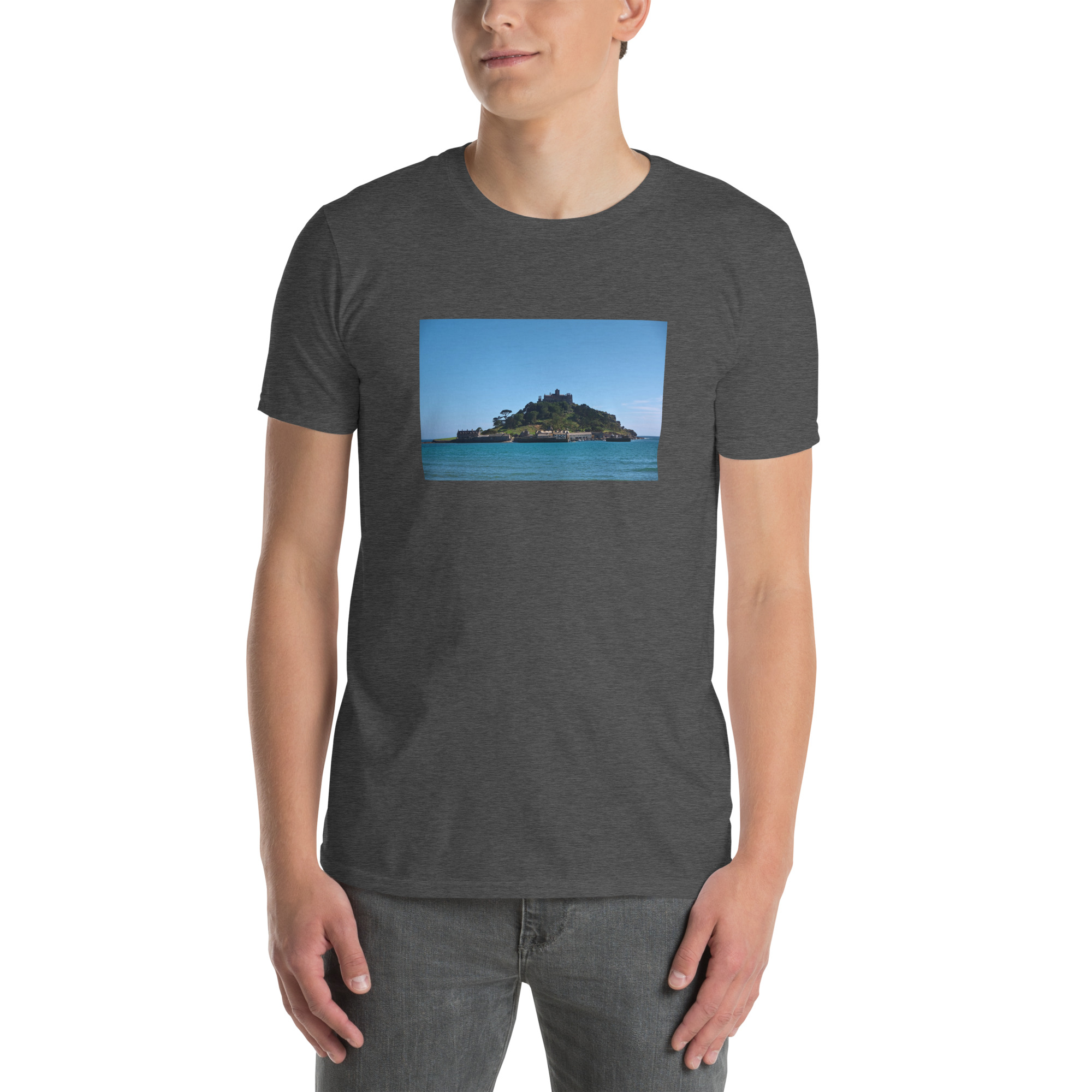 St Michael’s Mount, Marazion, Cornwall printed on Unisex Softstyle T-Shirt - Image 3