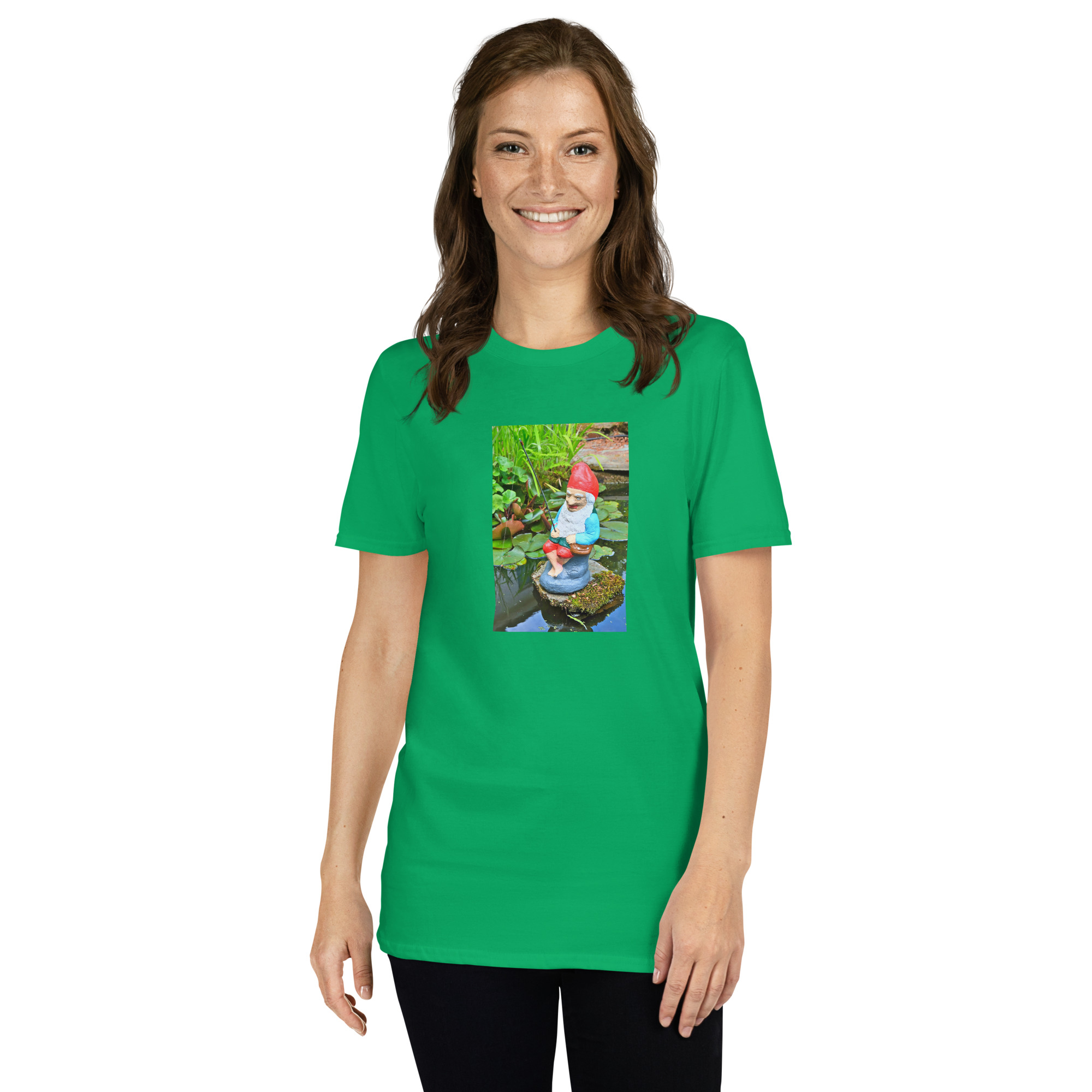 Gnome Fishing printed on Women's Softstyle T-Shirt - Image 8