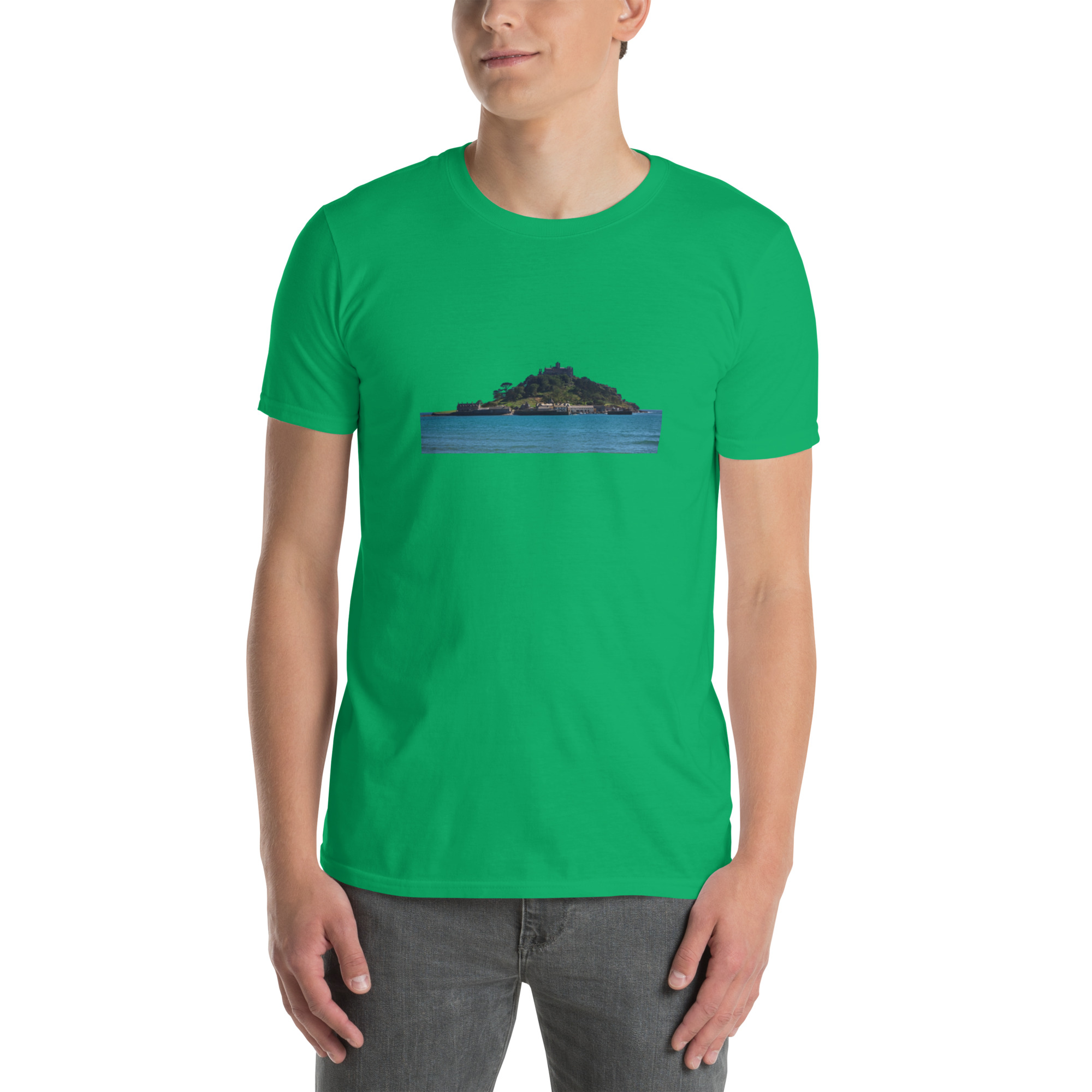 St Michael's Mount, Marazion, Cornwall printed on Unisex Softstyle T-Shirt - Image 6