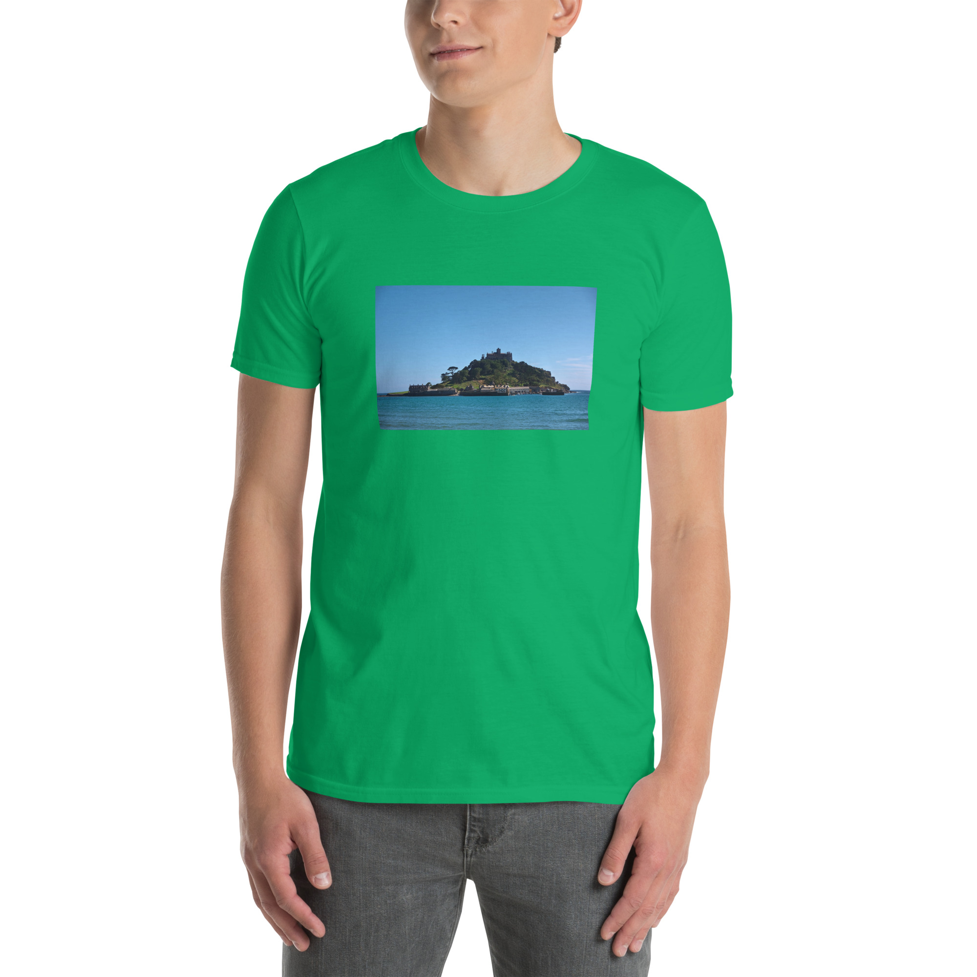 St Michael’s Mount, Marazion, Cornwall printed on Unisex Softstyle T-Shirt - Image 6