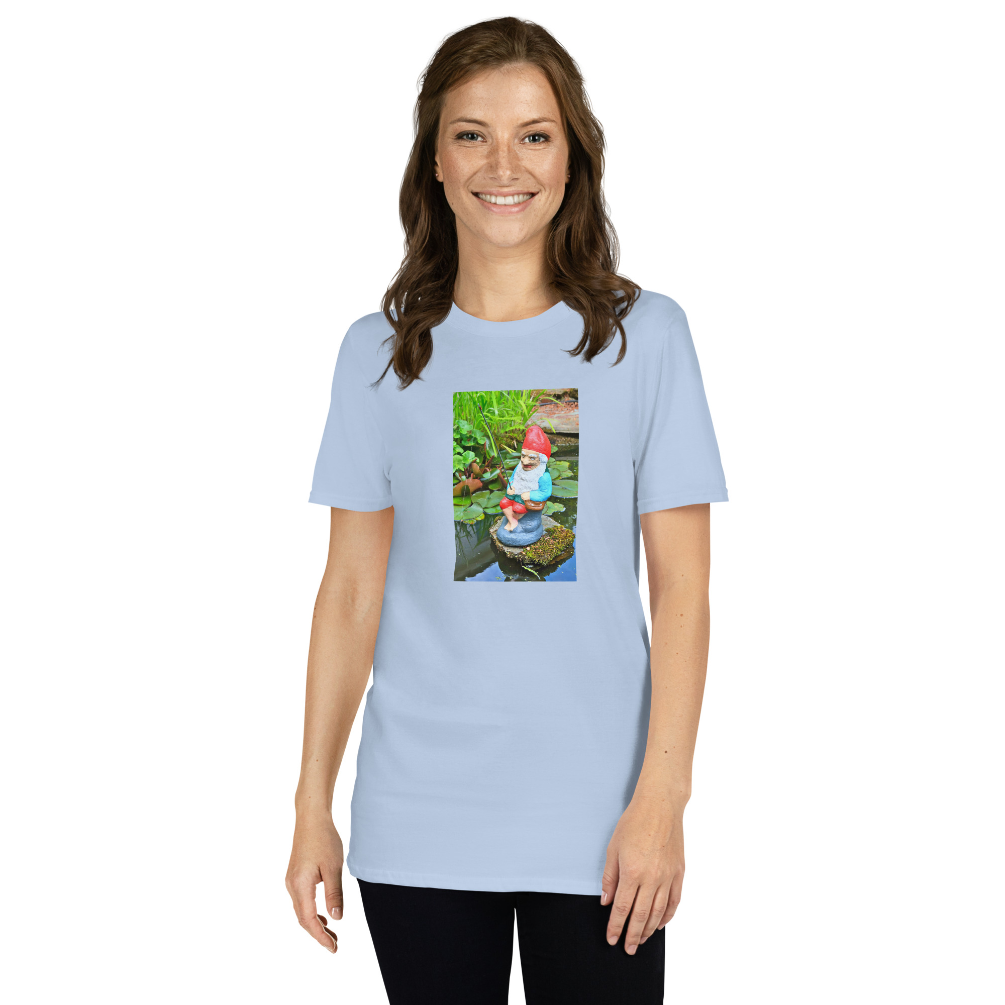 Gnome Fishing printed on Women's Softstyle T-Shirt - Image 10