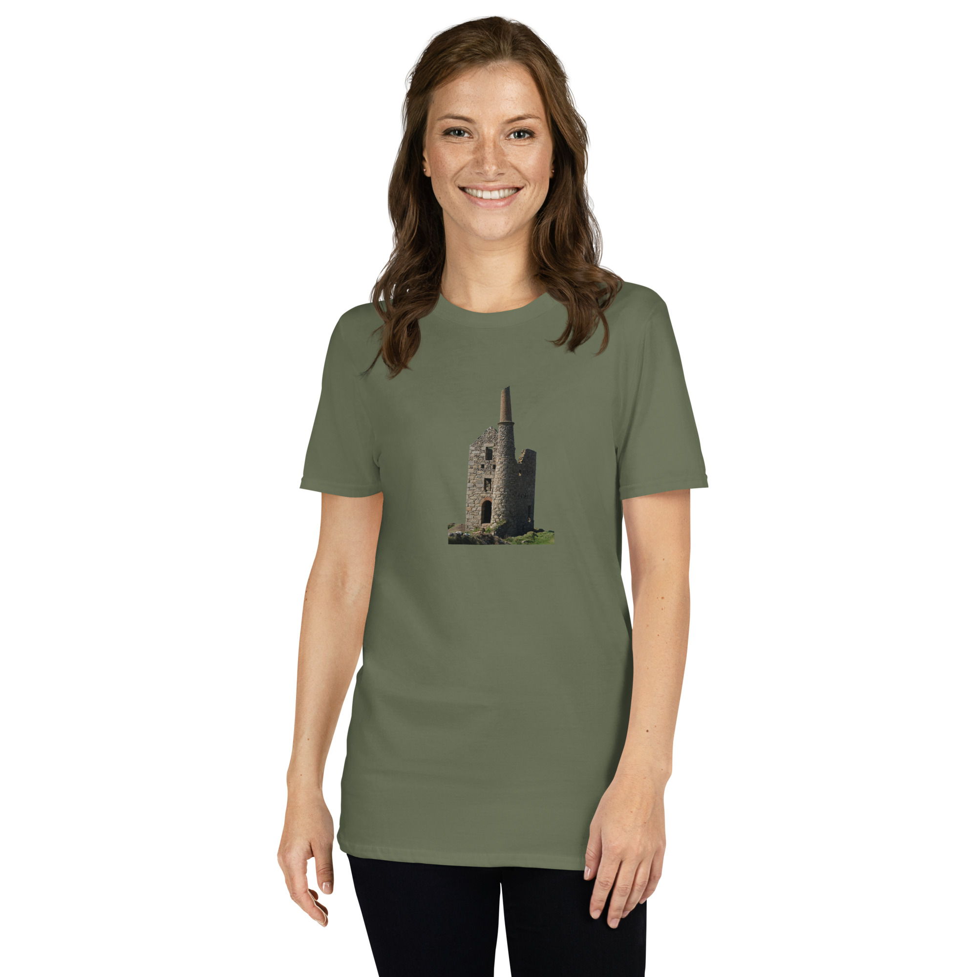 Cornish Engine House as featured in the BBC drama series Poldark printed on Women's Softstyle T-Shirt - Image 7