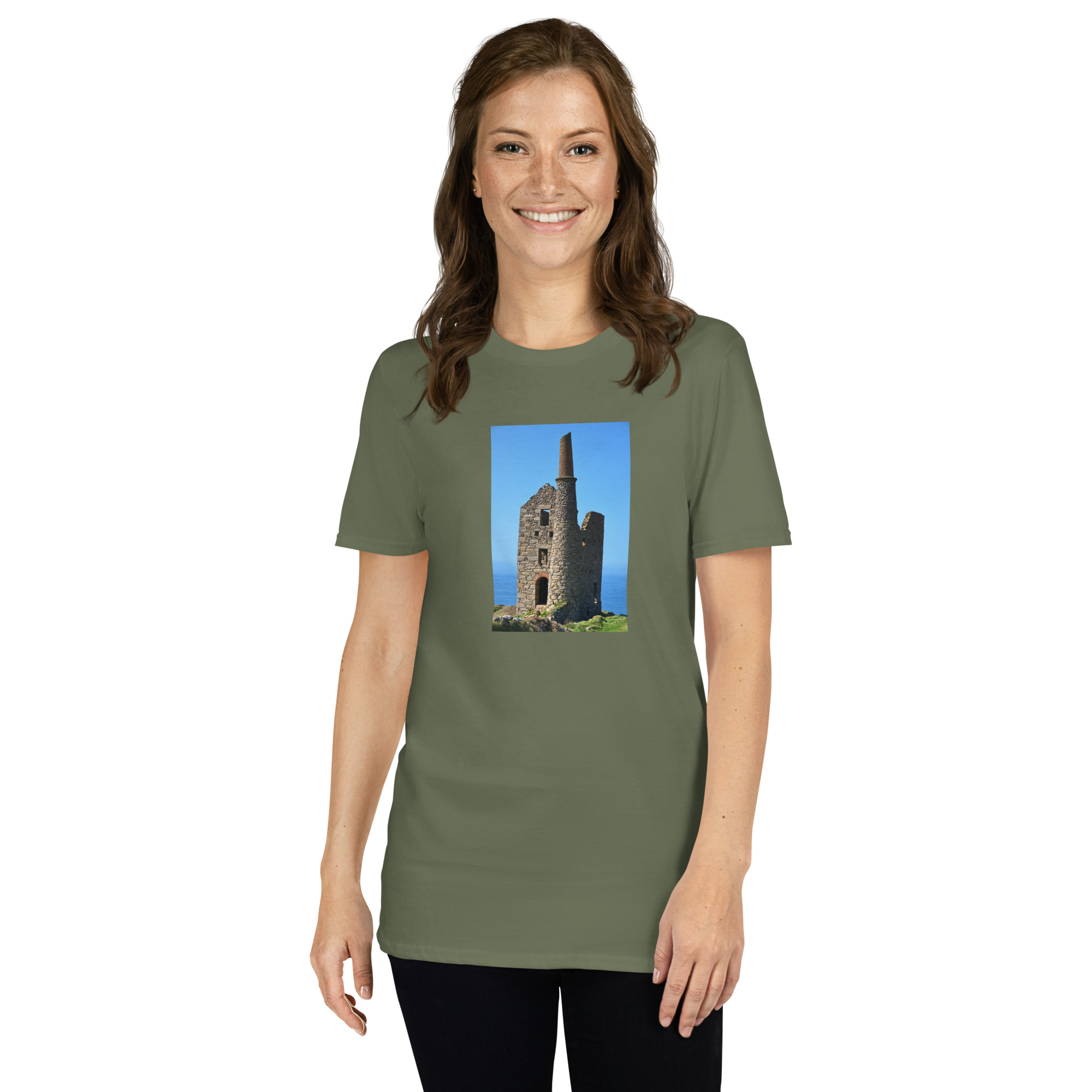 Cornish Engine House as featured in the BBC drama series Poldark printed on Women's Softstyle T-Shirt - Image 7