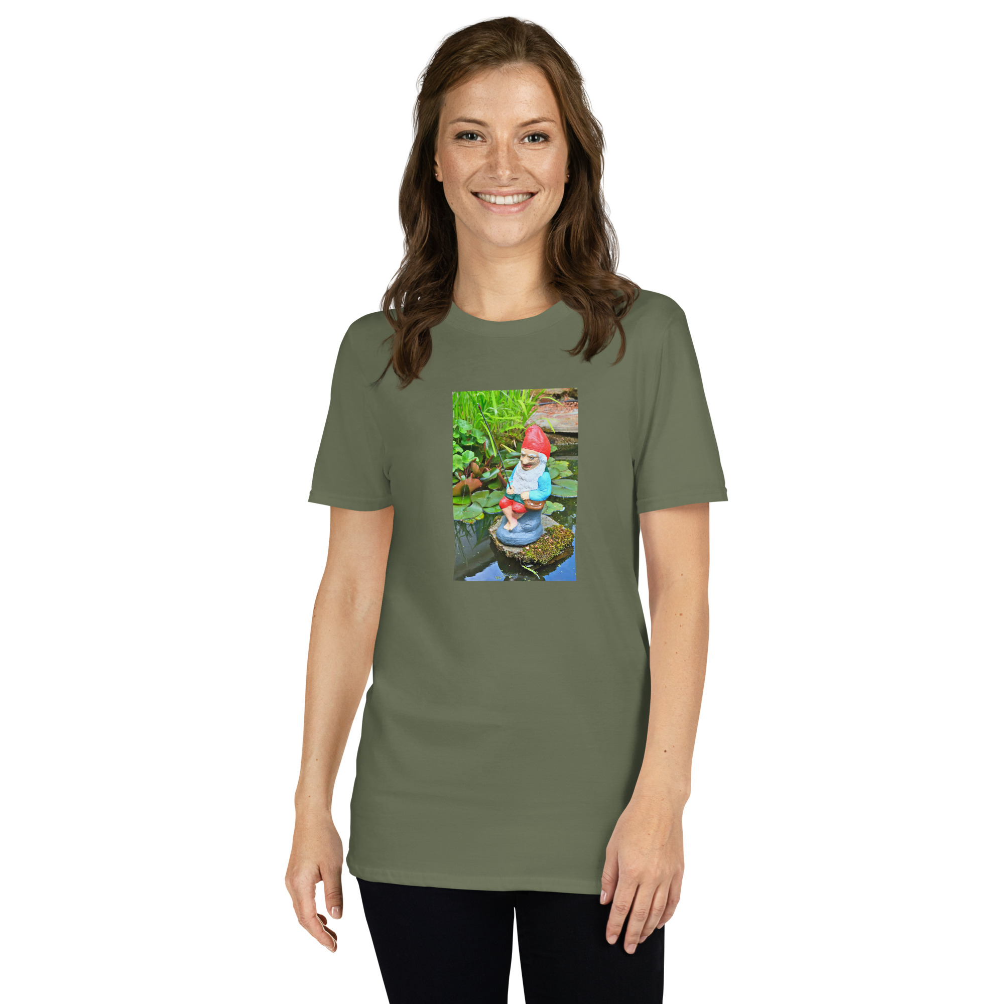 Gnome Fishing printed on Women's Softstyle T-Shirt - Image 7