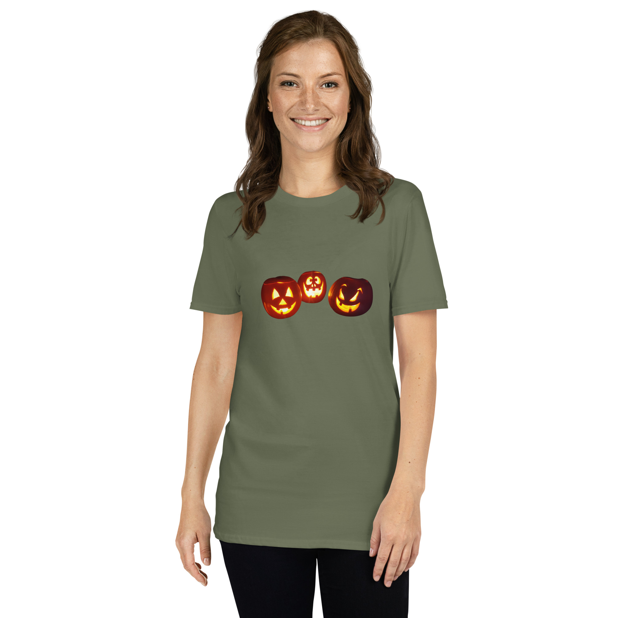 Halloween / Pumpkin / Jack O Lantern picture printed on Women's Softstyle T-Shirt - Image 7