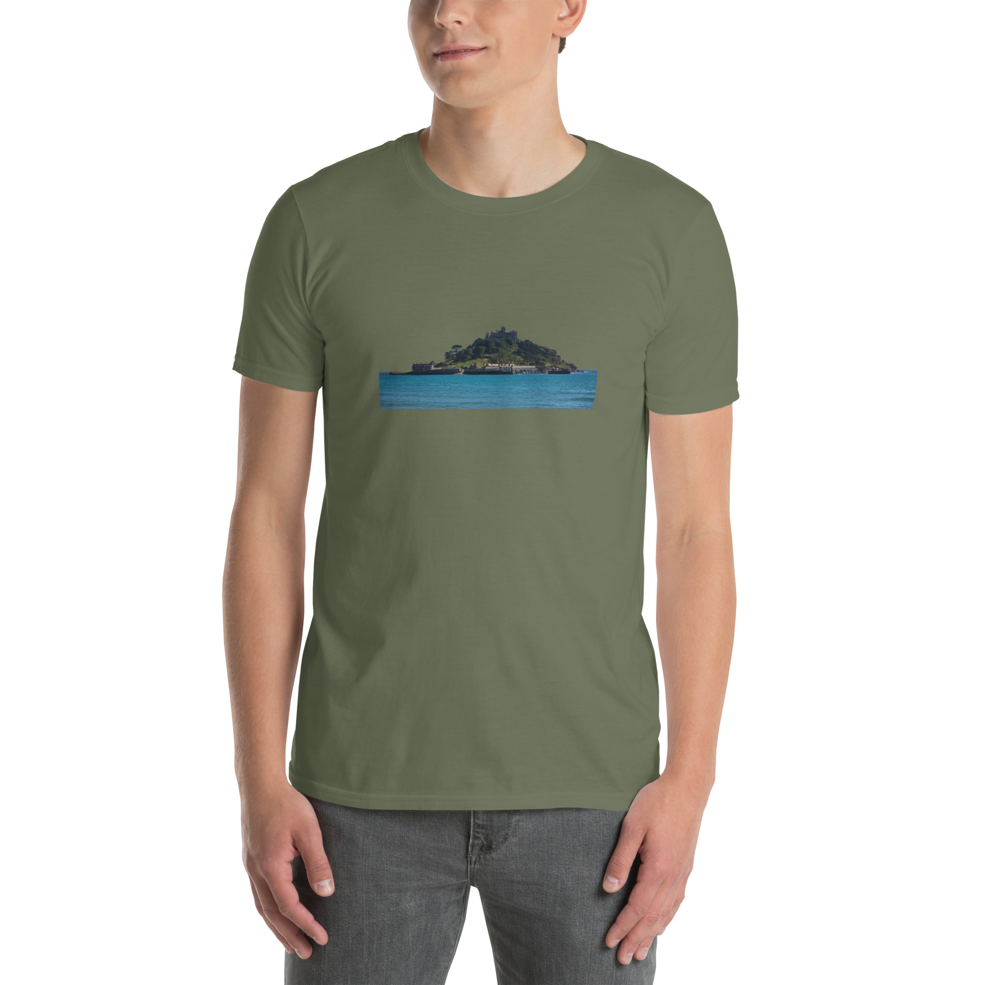 St Michael's Mount, Marazion, Cornwall printed on Unisex Softstyle T-Shirt - Image 5