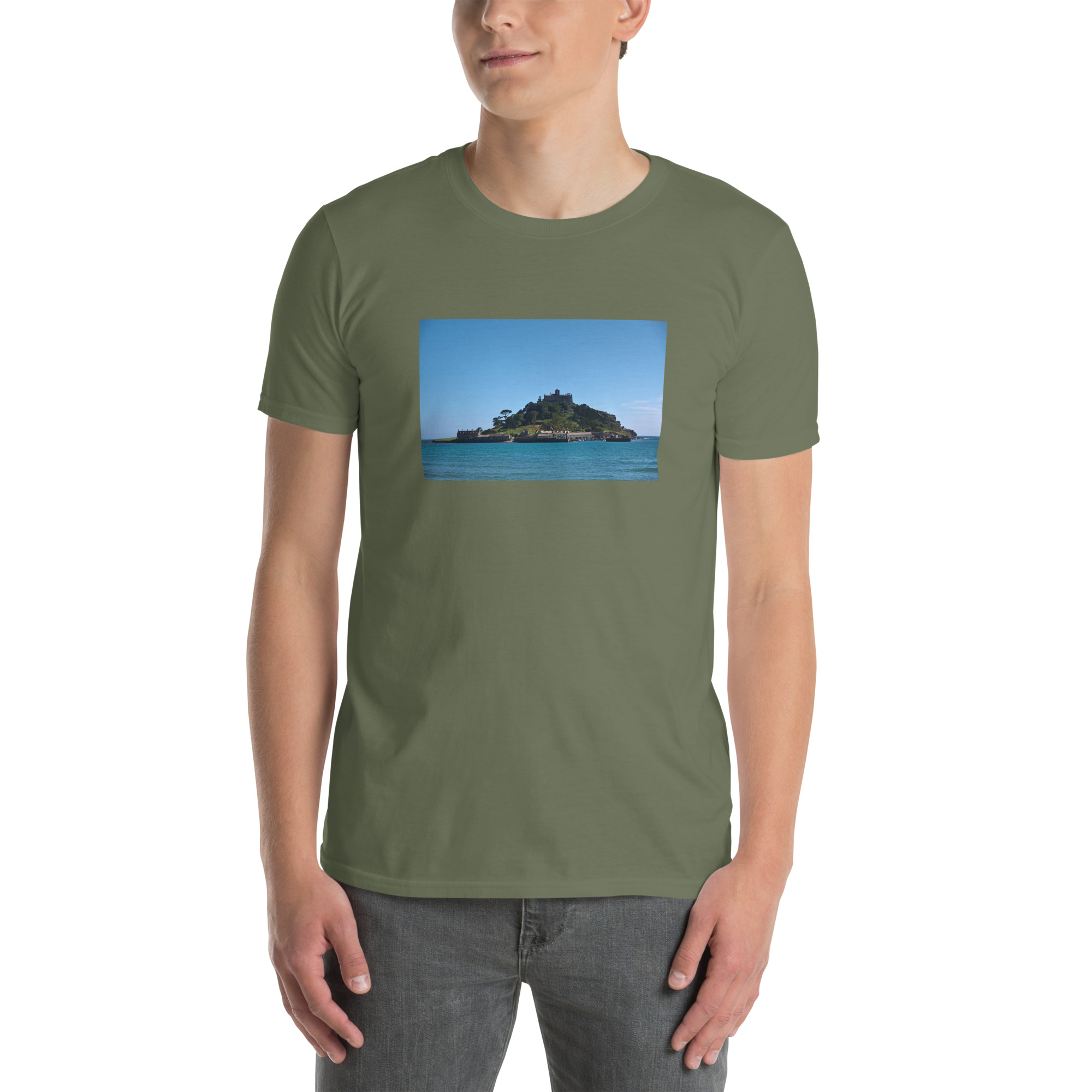 St Michael’s Mount, Marazion, Cornwall printed on Unisex Softstyle T-Shirt - Image 5