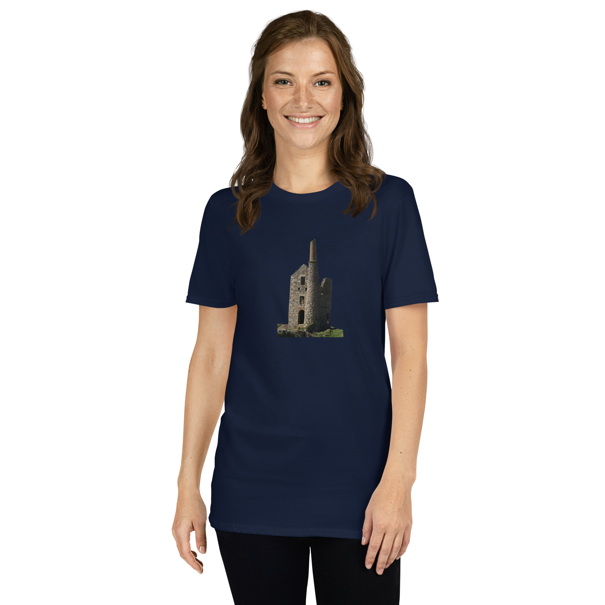 Cornish Engine House as featured in the BBC drama series Poldark printed on Women's Softstyle T-Shirt - Image 3