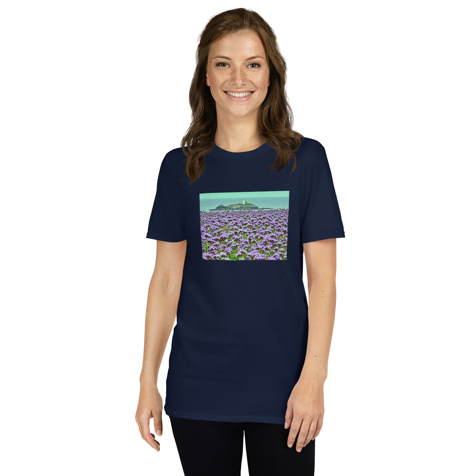 Godrevy Lighthouse printed on Women's Softstyle T-Shirt - Image 3