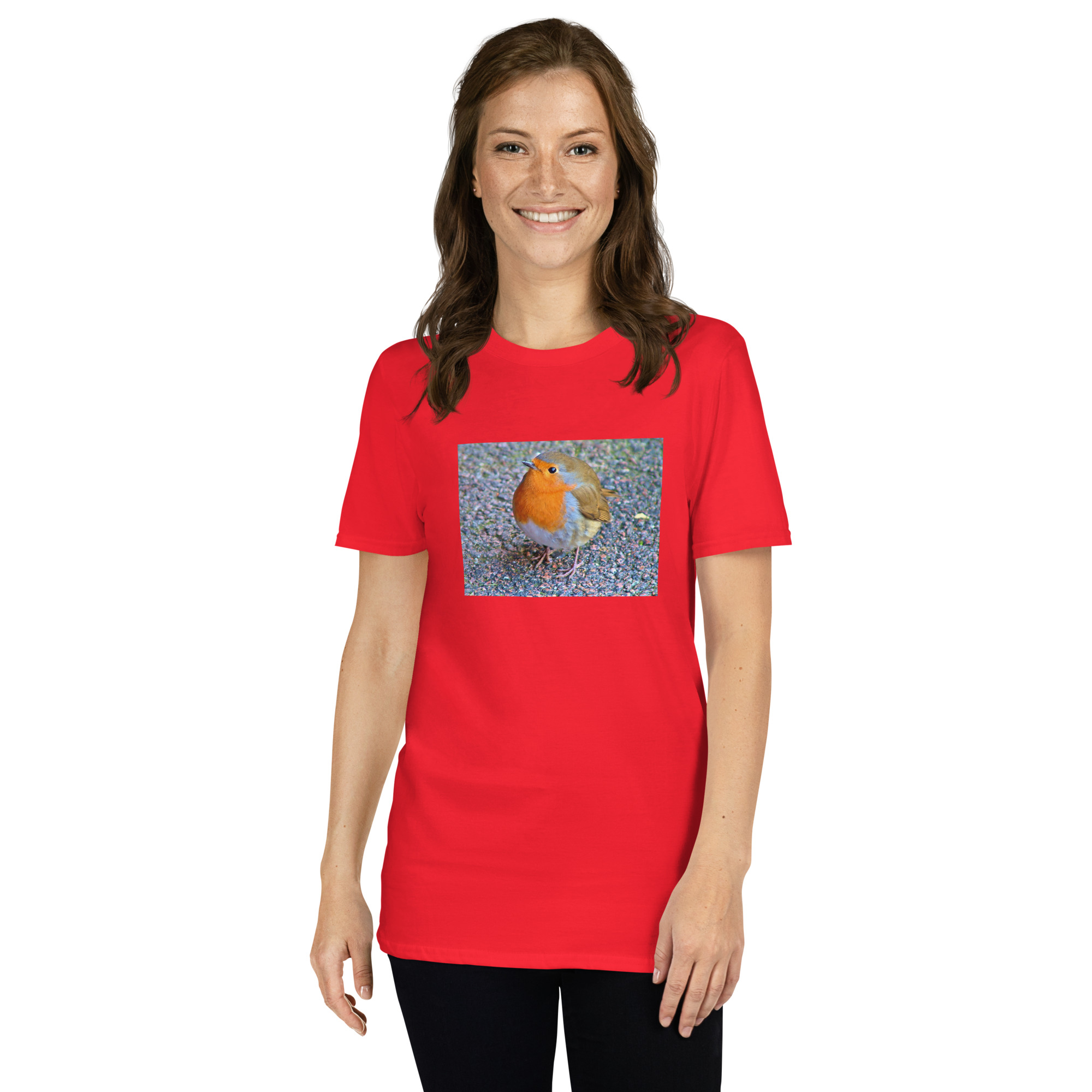 Robin printed on Women's Softstyle T-Shirt - Image 4