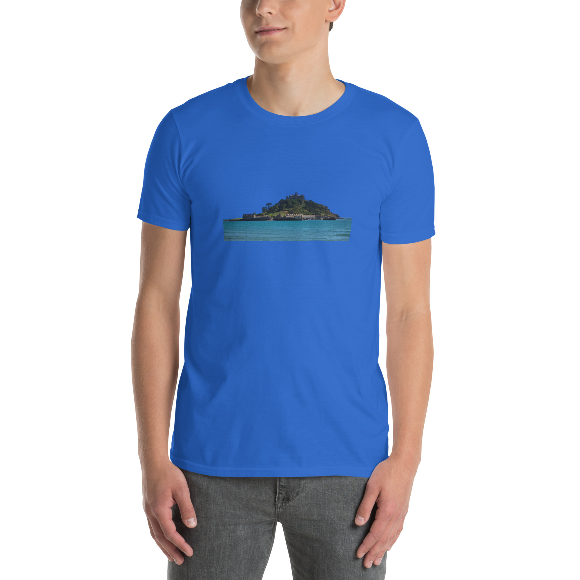 St Michael's Mount, Marazion, Cornwall printed on Unisex Softstyle T-Shirt - Image 4
