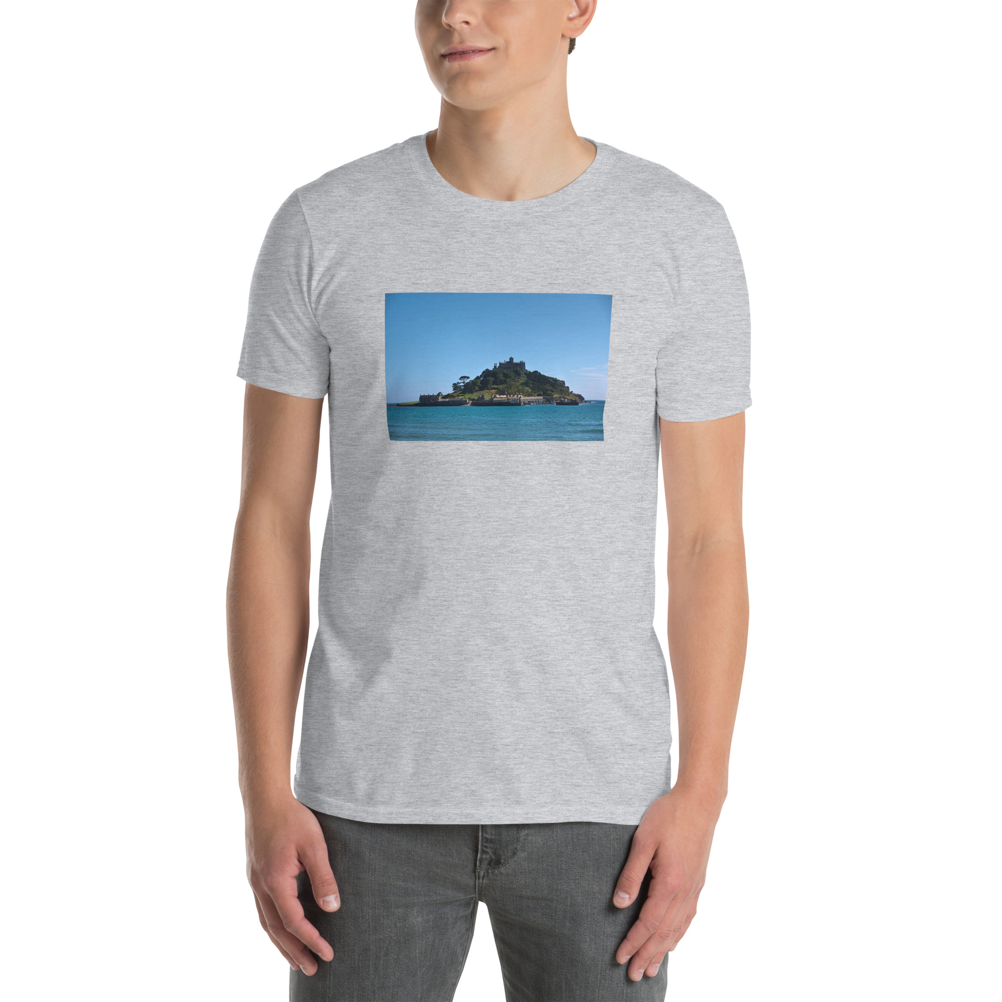 St Michael’s Mount, Marazion, Cornwall printed on Unisex Softstyle T-Shirt - Image 10