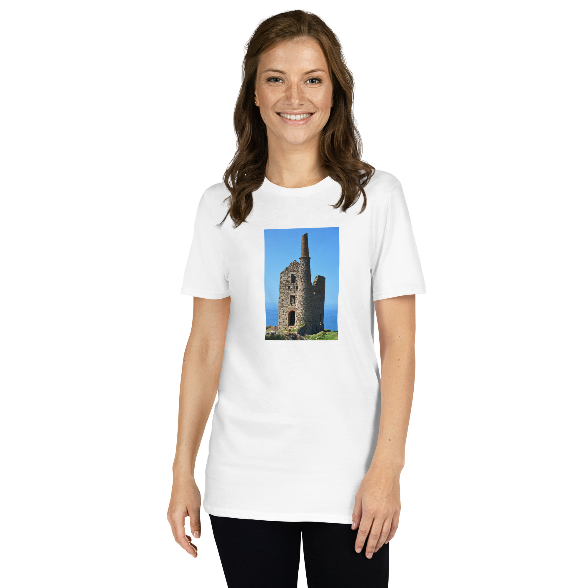Cornish Engine House as featured in the BBC drama series Poldark printed on Women's Softstyle T-Shirt - Image 12