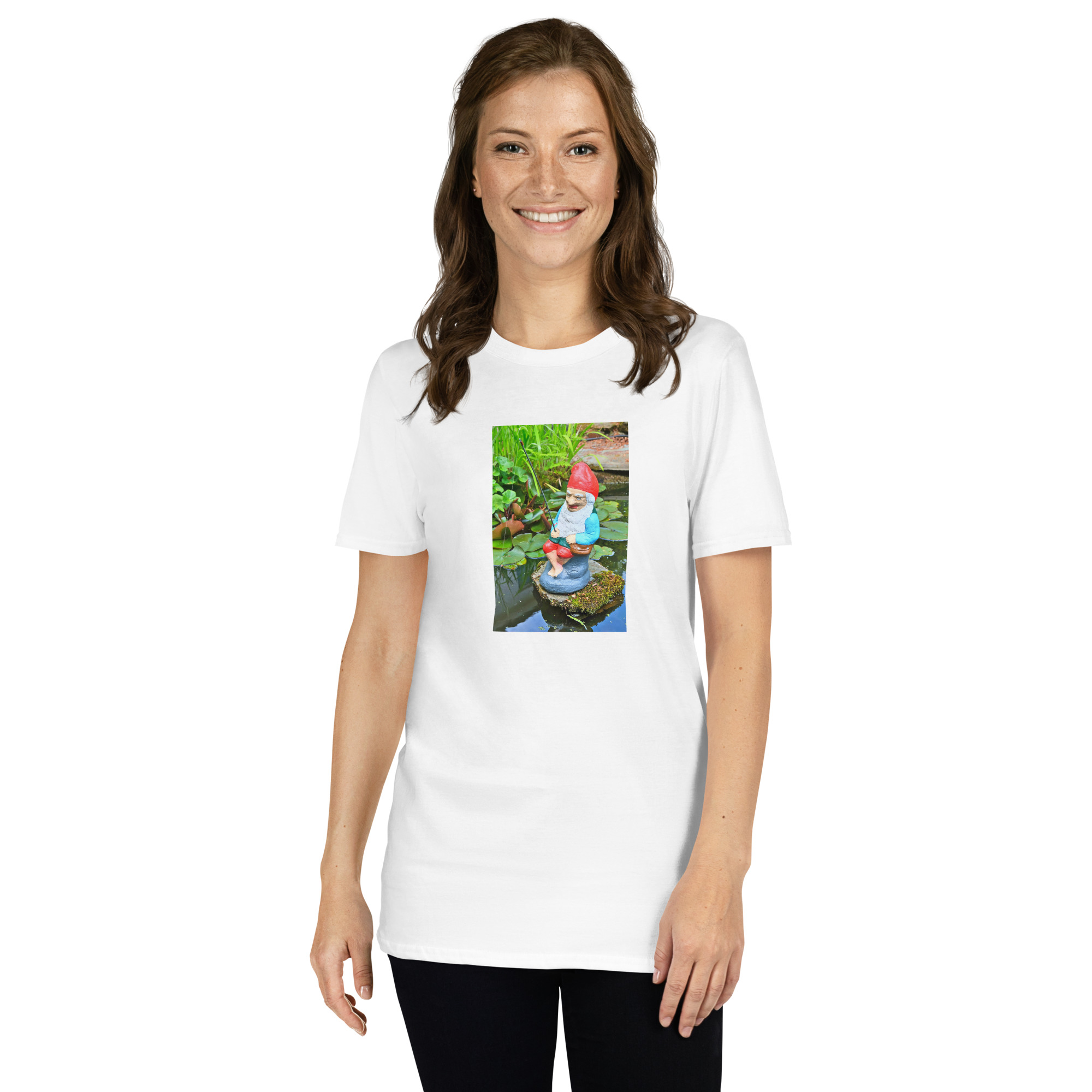 Gnome Fishing printed on Women's Softstyle T-Shirt - Image 12