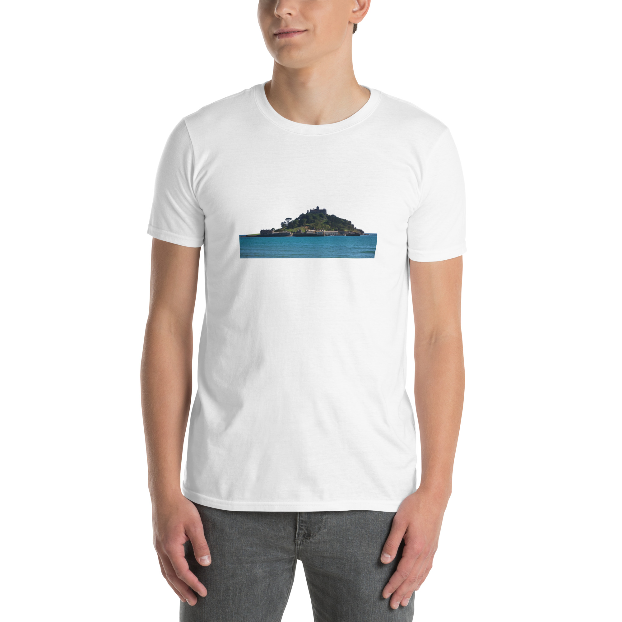 St Michael's Mount, Marazion, Cornwall printed on Unisex Softstyle T-Shirt - Image 12