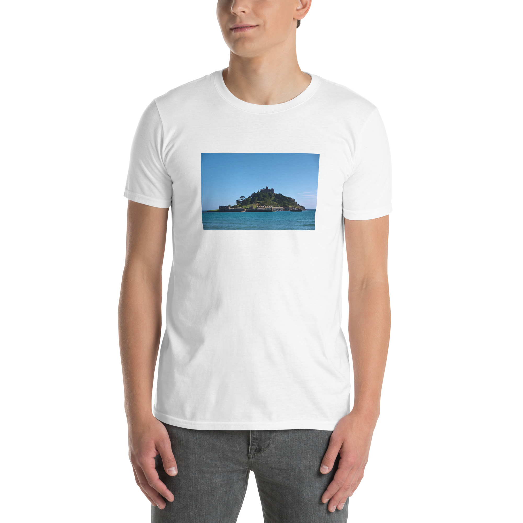 St Michael’s Mount, Marazion, Cornwall printed on Unisex Softstyle T-Shirt - Image 12