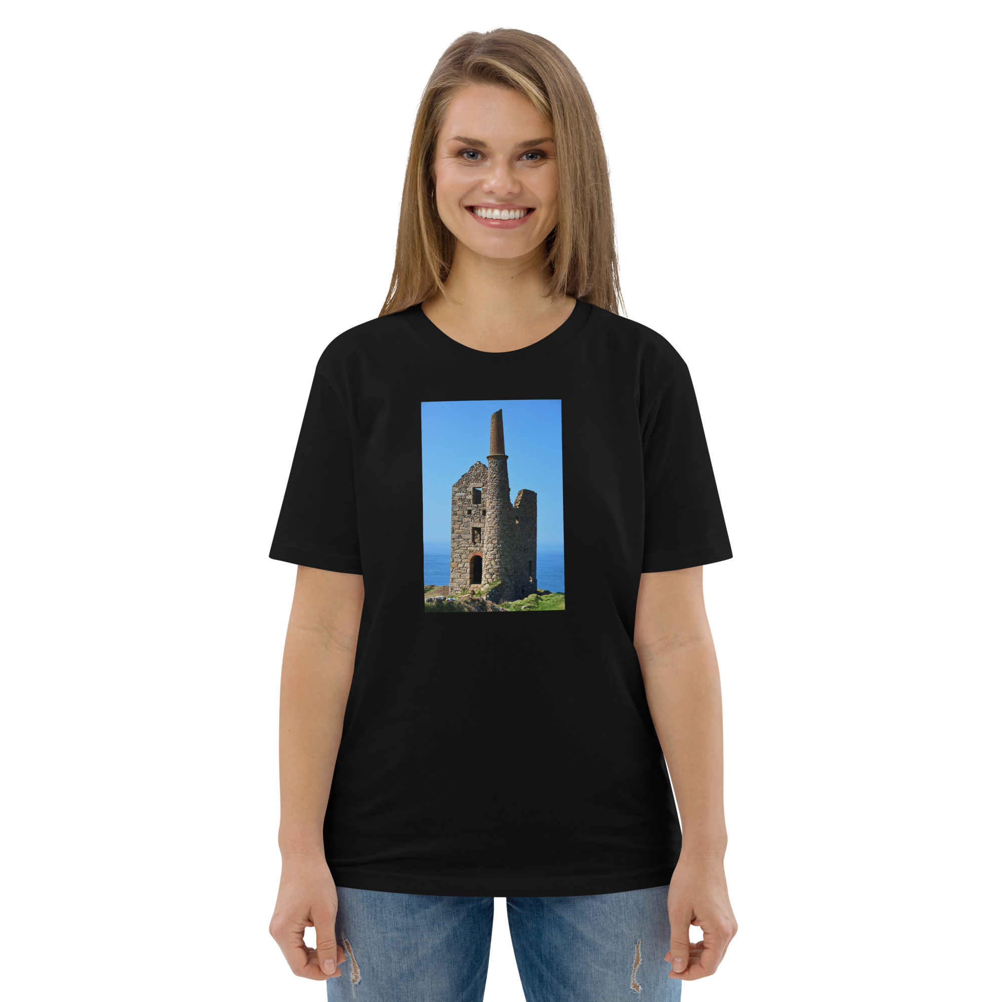 Cornish Engine House as featured in the BBC drama series Poldark printed on Unisex Organic Cotton T-Shirt