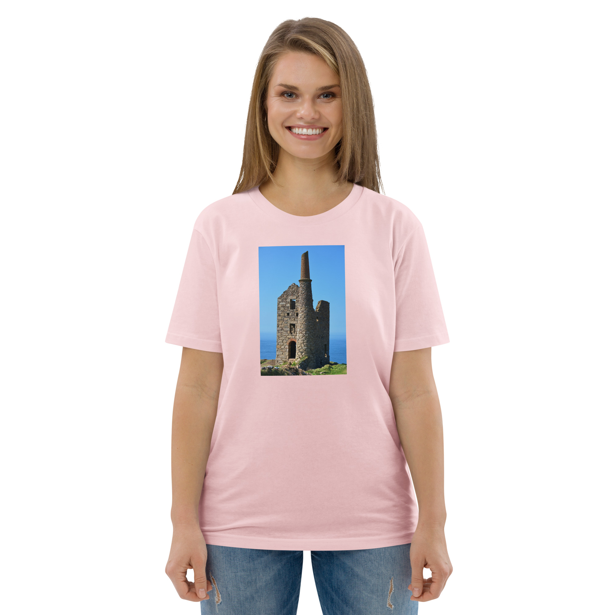 Cornish Engine House as featured in the BBC drama series Poldark printed on Unisex Organic Cotton T-Shirt - Image 12