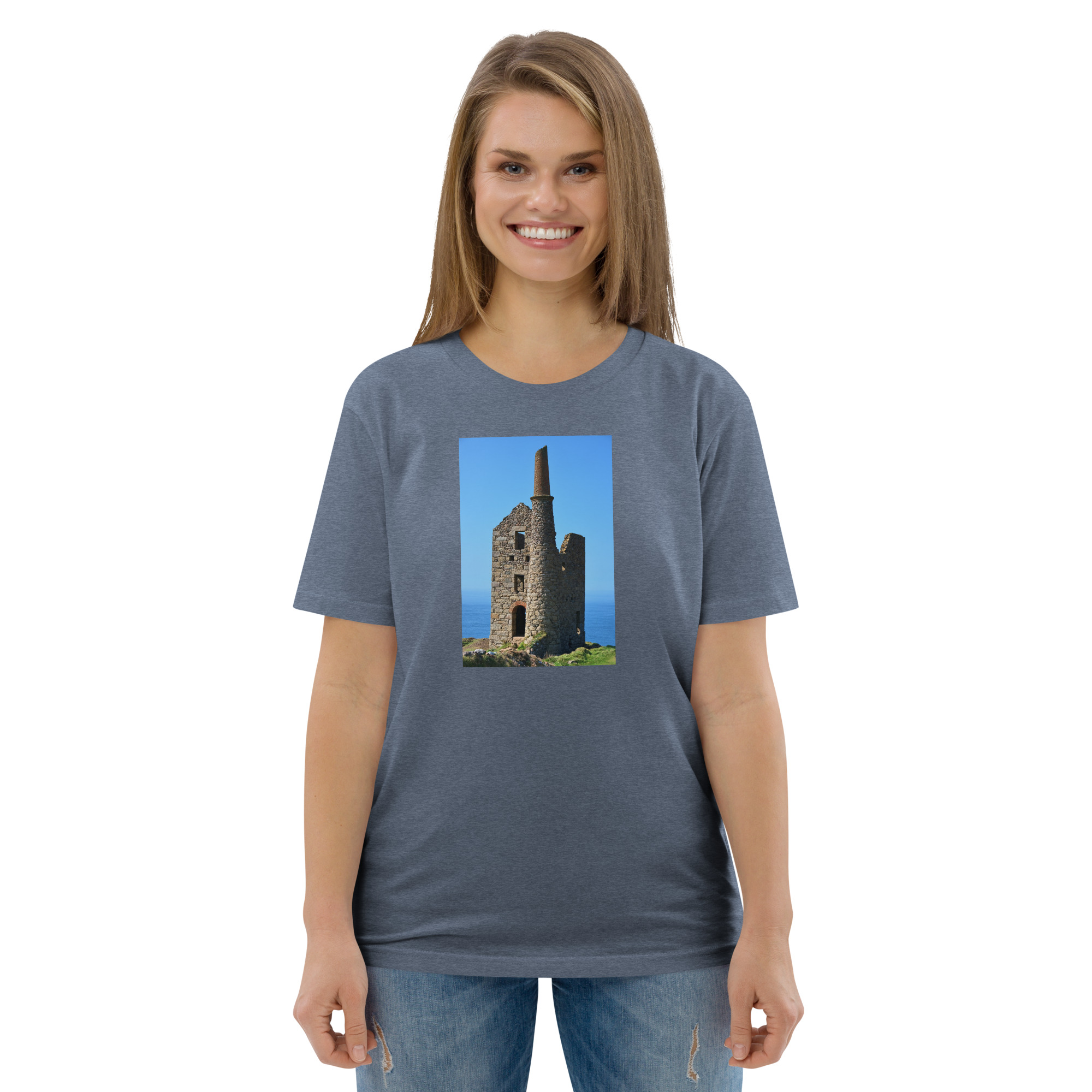 Cornish Engine House as featured in the BBC drama series Poldark printed on Unisex Organic Cotton T-Shirt - Image 8