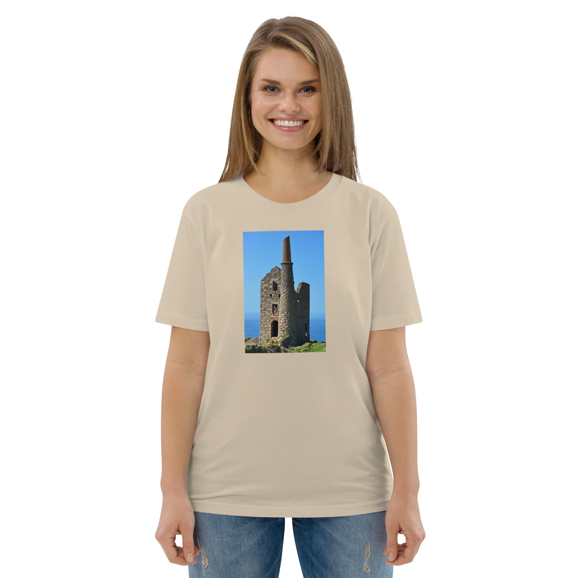 Cornish Engine House as featured in the BBC drama series Poldark printed on Unisex Organic Cotton T-Shirt - Image 10