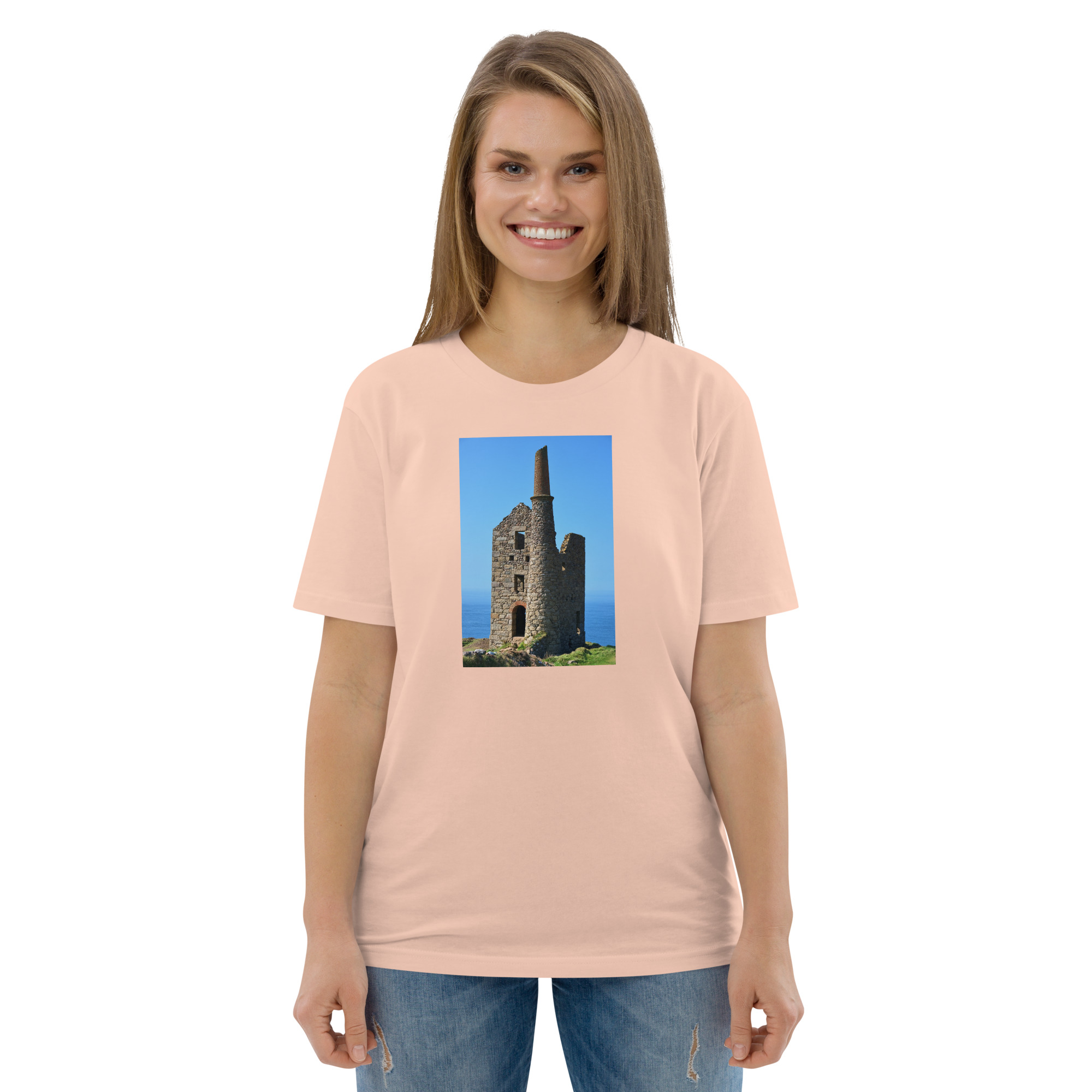 Cornish Engine House as featured in the BBC drama series Poldark printed on Unisex Organic Cotton T-Shirt - Image 11