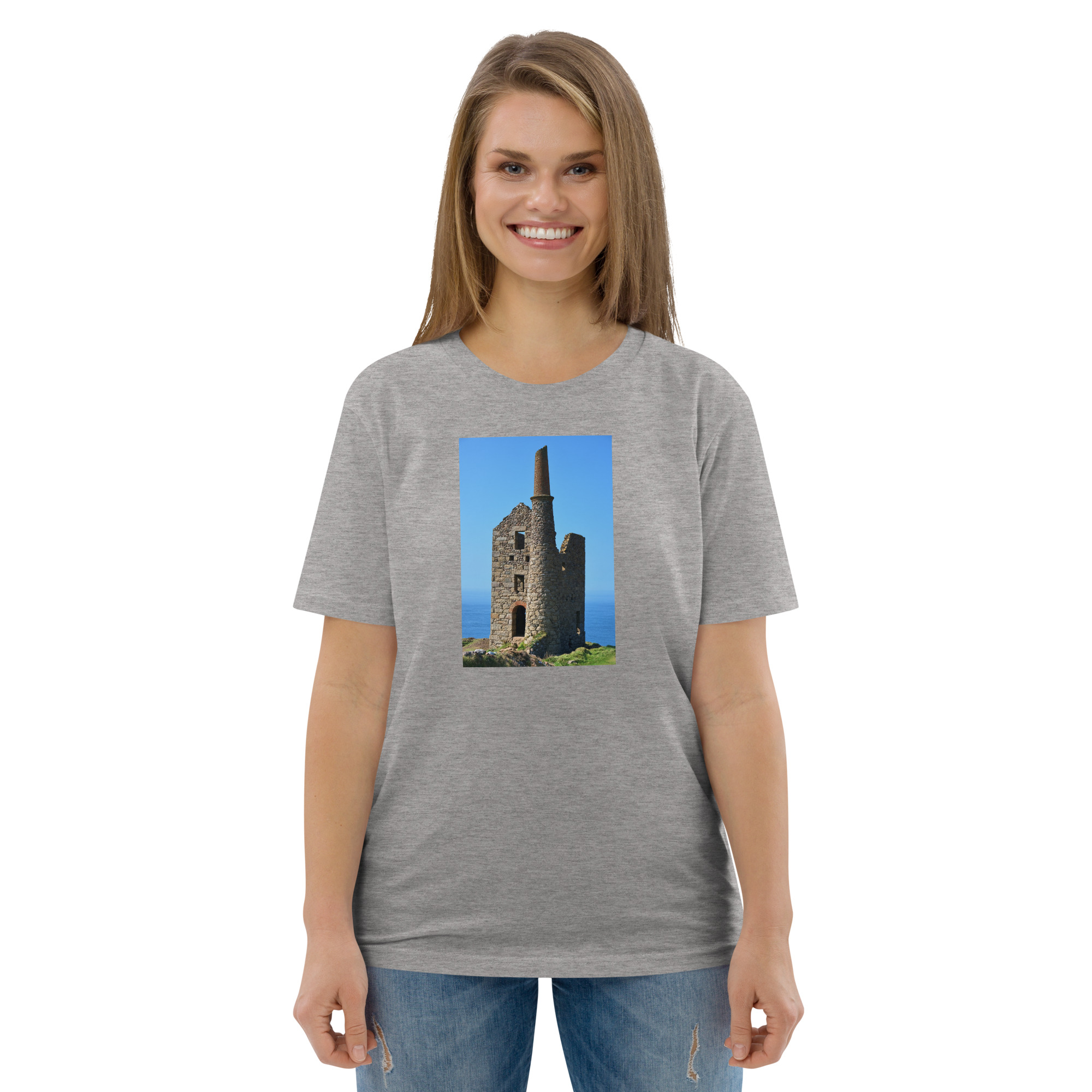 Cornish Engine House as featured in the BBC drama series Poldark printed on Unisex Organic Cotton T-Shirt - Image 9