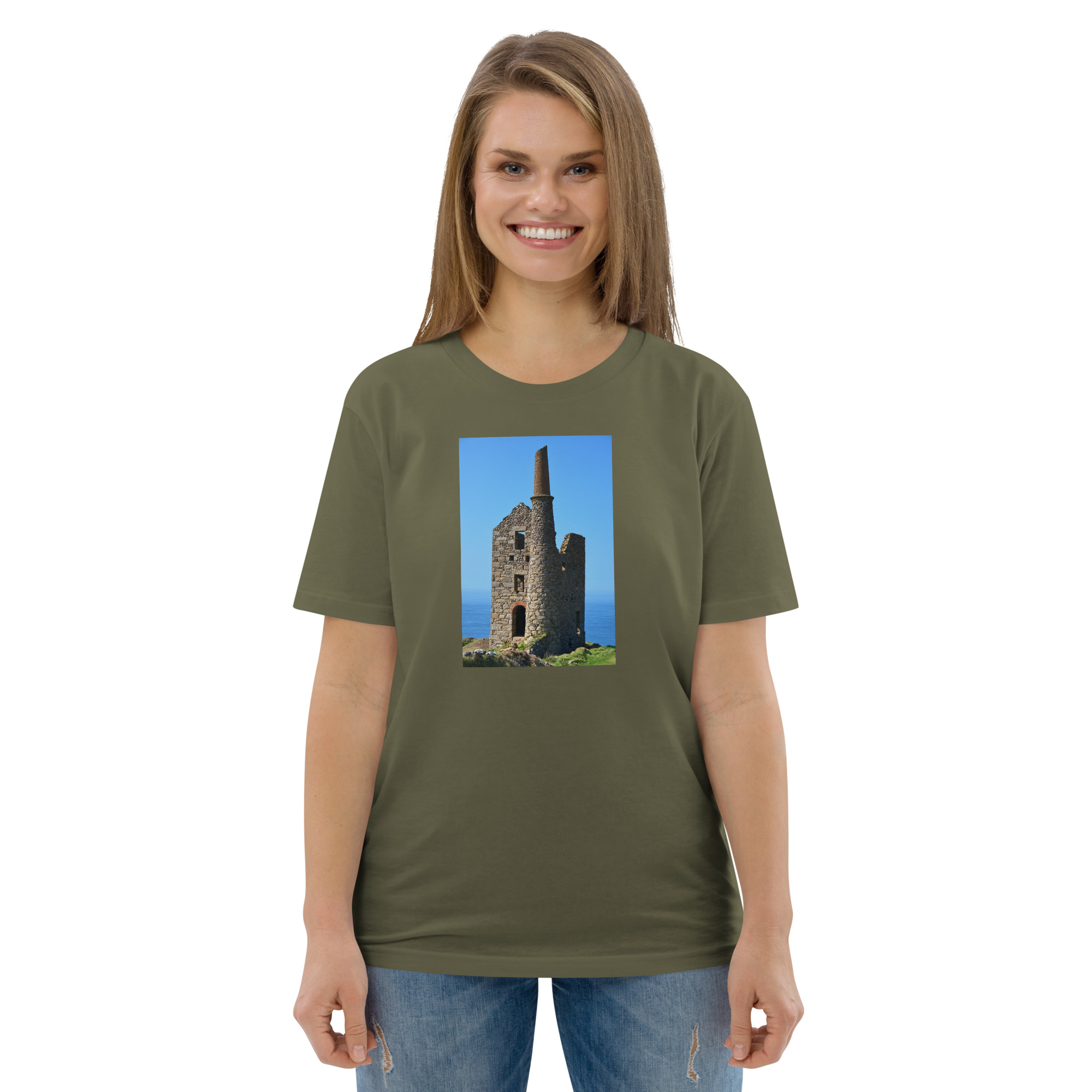 Cornish Engine House as featured in the BBC drama series Poldark printed on Unisex Organic Cotton T-Shirt - Image 7